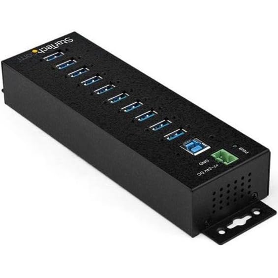 10-Port Industrial USB 3.0 Hub With Power Adapter