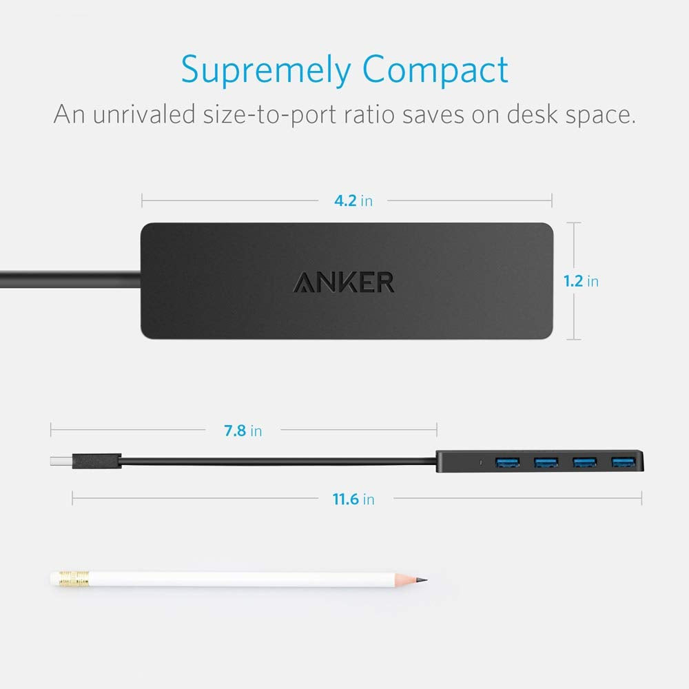 Anker 4-Port USB 3.0 Hub with 5Gbps Data Transfer