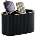 PU Leather Dual-Compartment Pen Holder