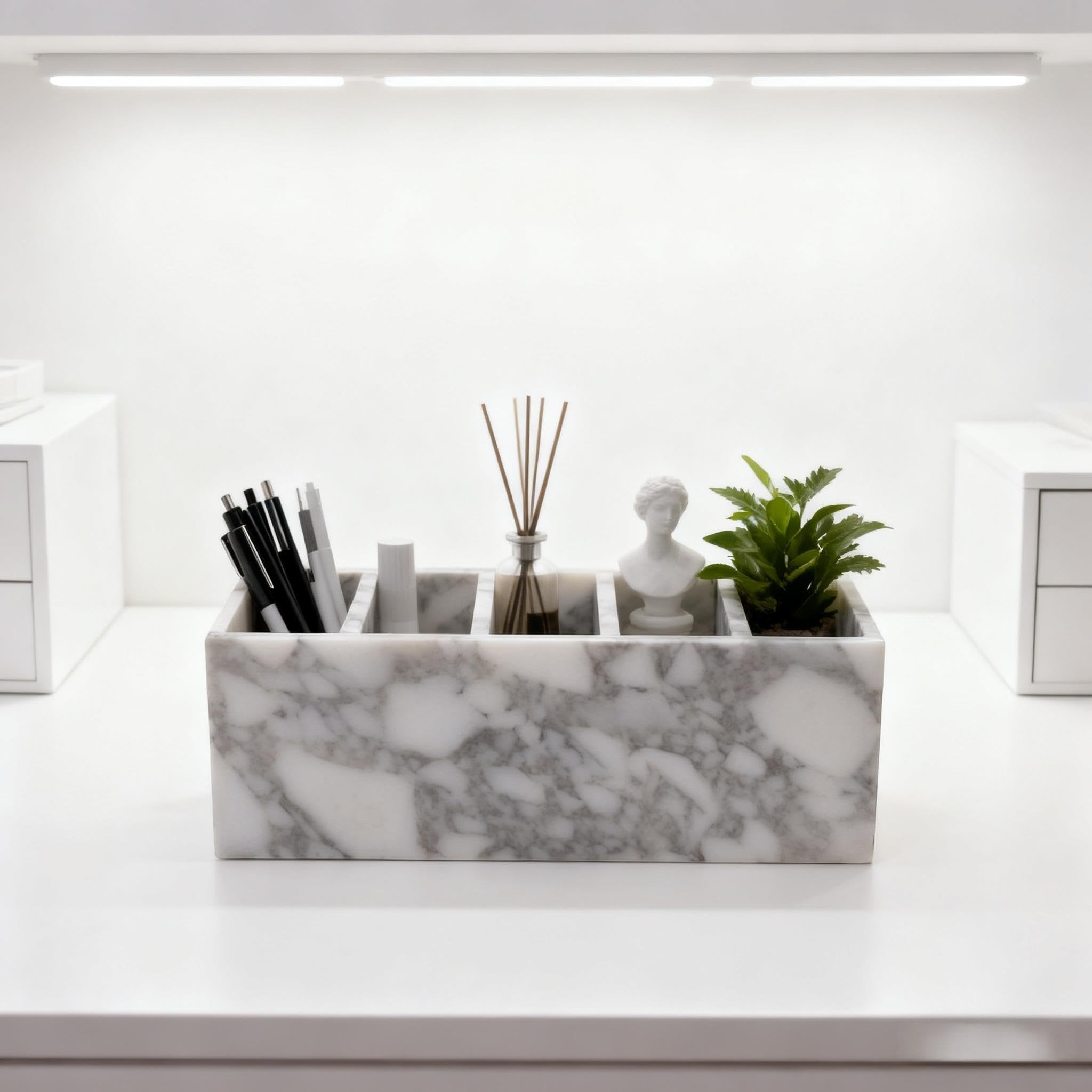Natural Marble Multi-Purpose Desk Organizer