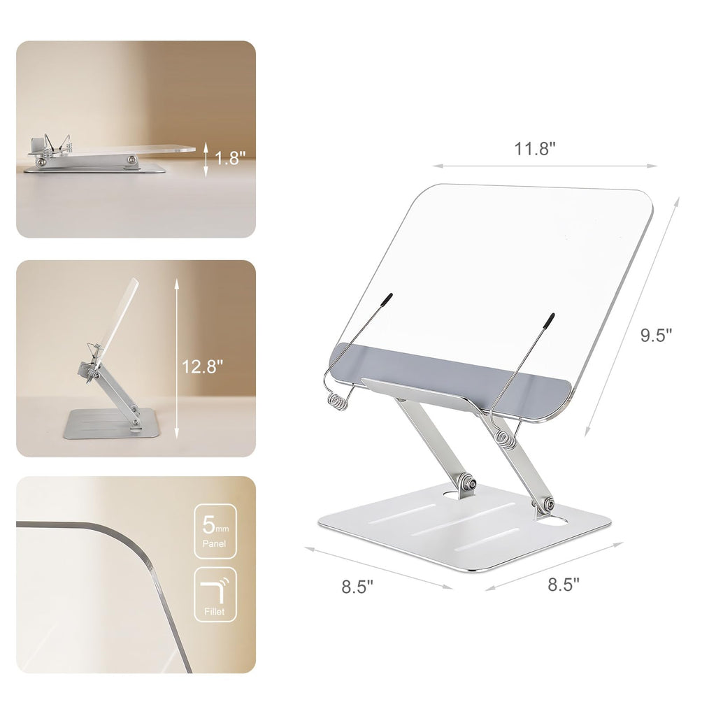 Adjustable Acrylic Book Stand With Page Clips