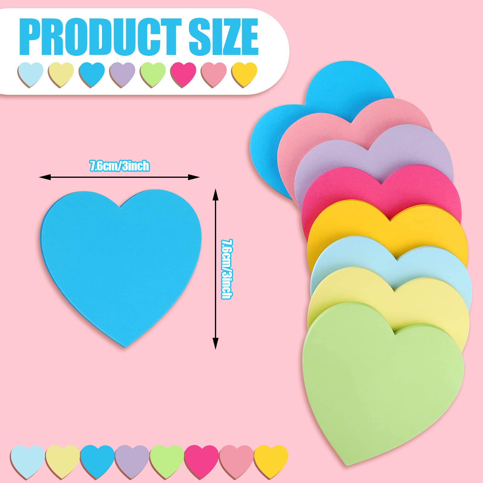 Heart Shaped Colorful Sticky Notes Set