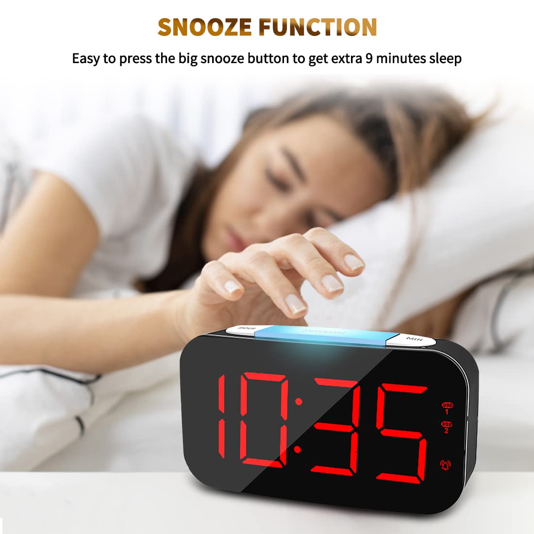Digital Alarm Clock With USB Charging Ports