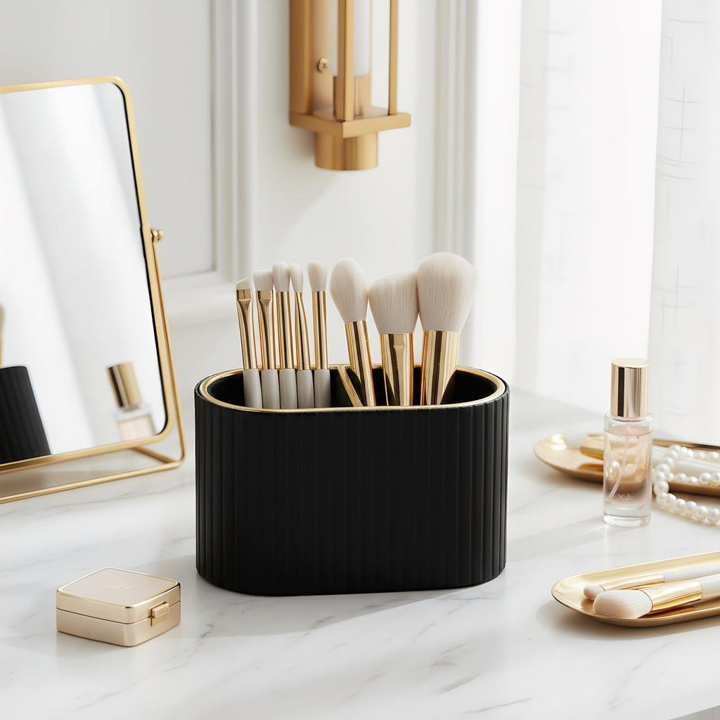 PU Leather Dual-Compartment Pen Holder