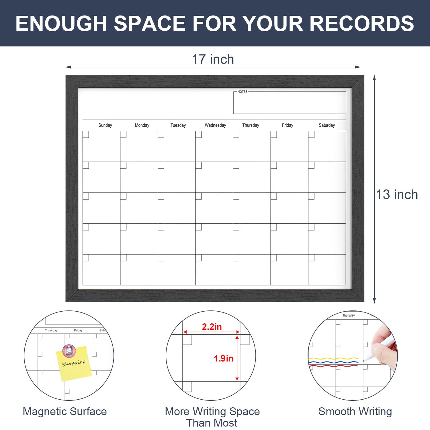 Magnetic Dry Erase Calendar Whiteboard