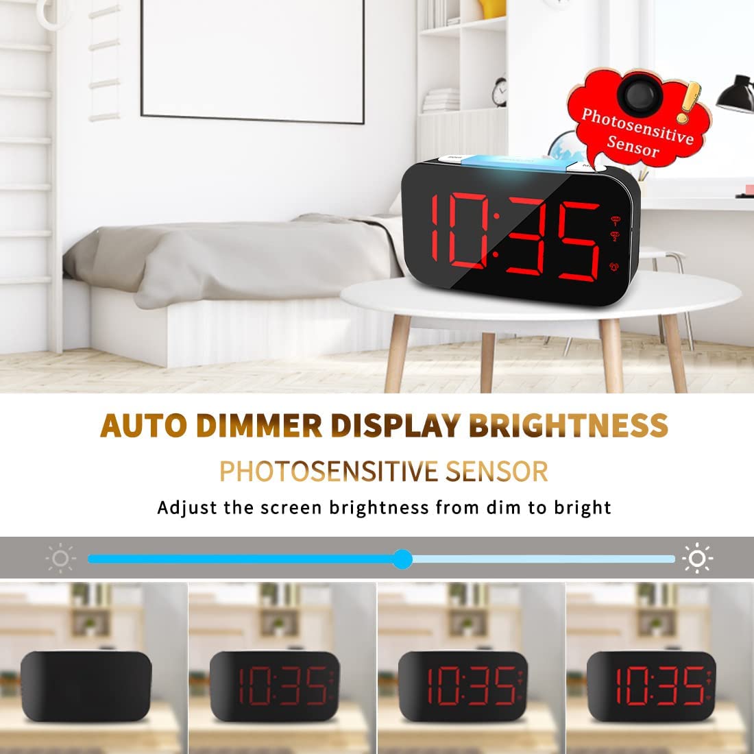 Digital Alarm Clock With USB Charging Ports