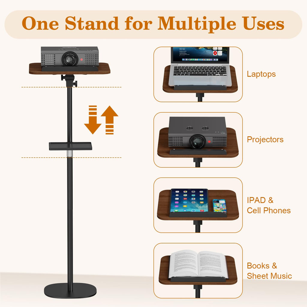 Adjustable Wooden Floor Book Stand With Tray