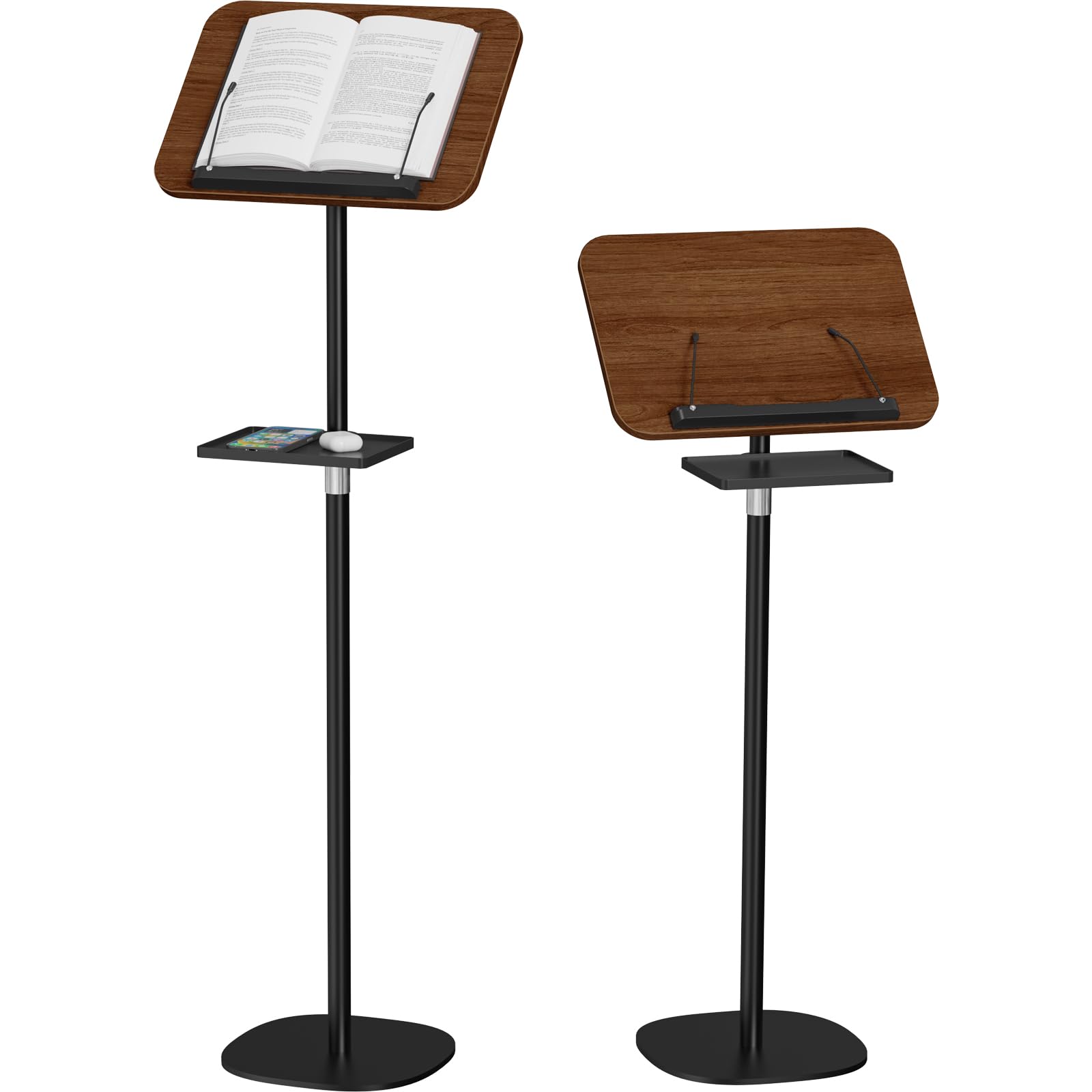 Adjustable Wooden Floor Book Stand With Tray