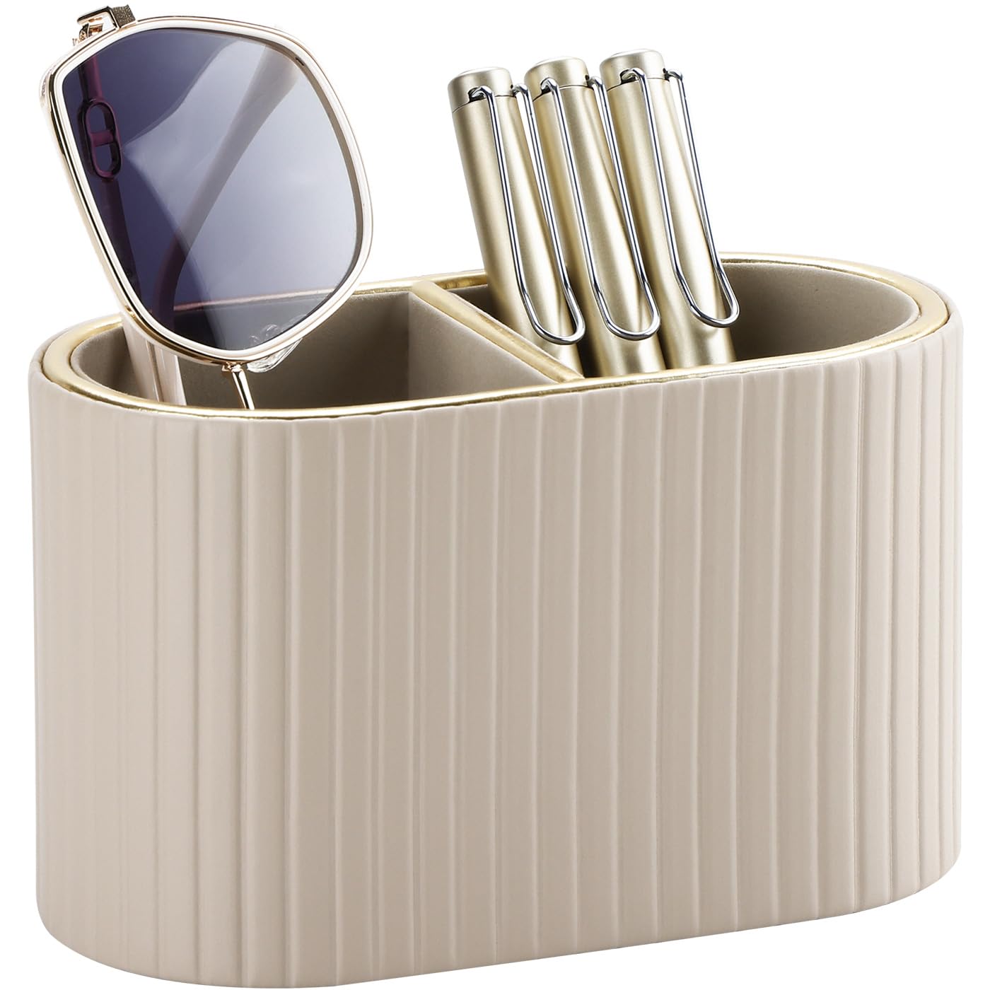 PU Leather Dual-Compartment Pen Holder