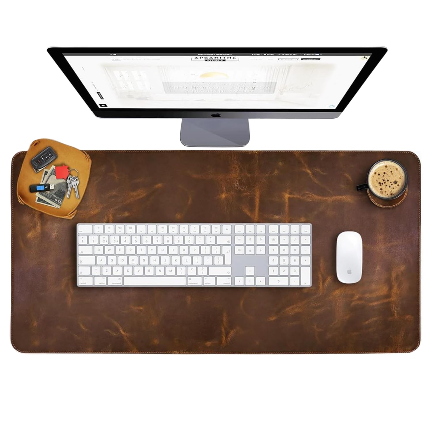 ELIZO Genuine Leather Desk Pad Leather Desk Mat