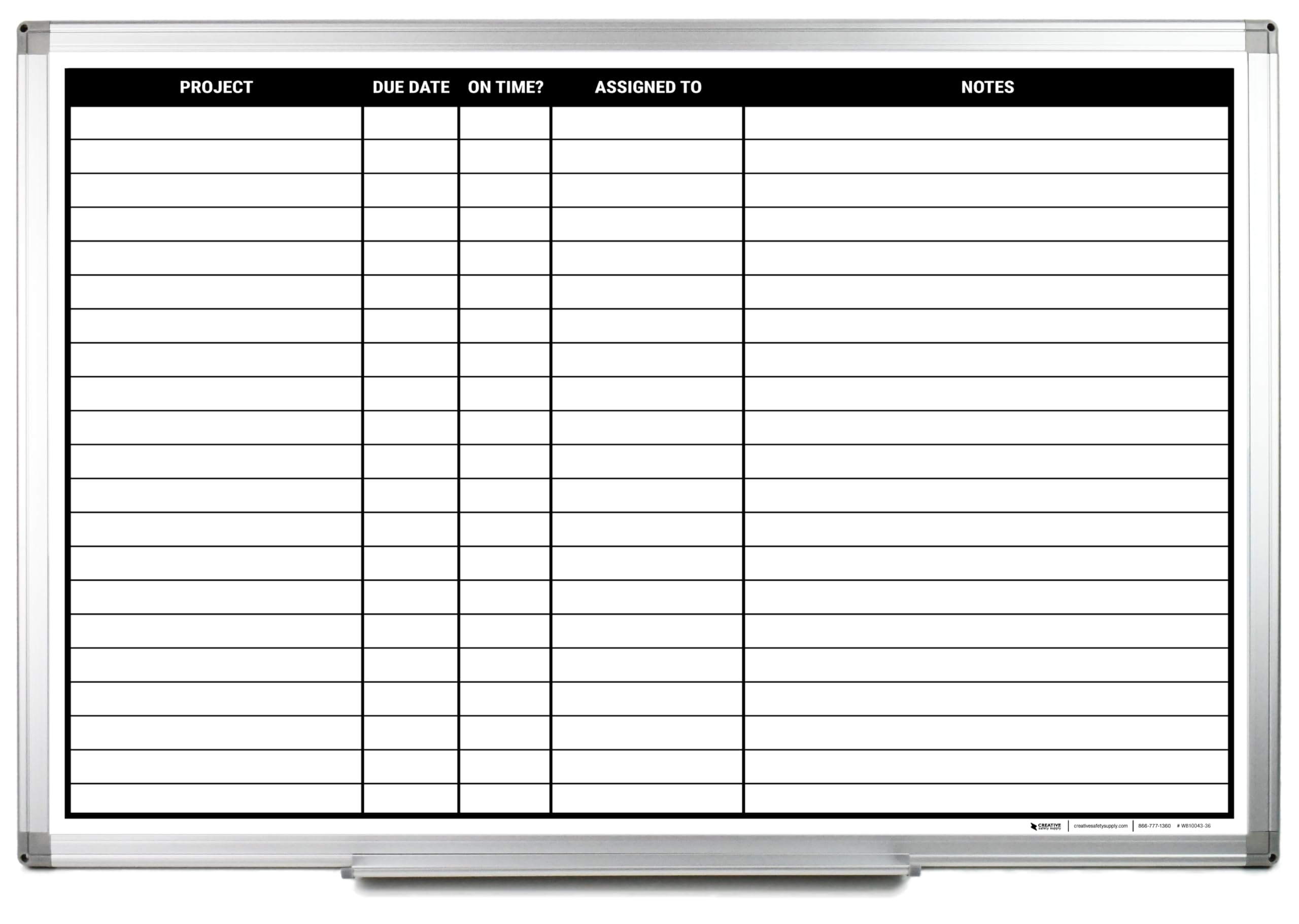 Project Planning Dry-Erase Whiteboard