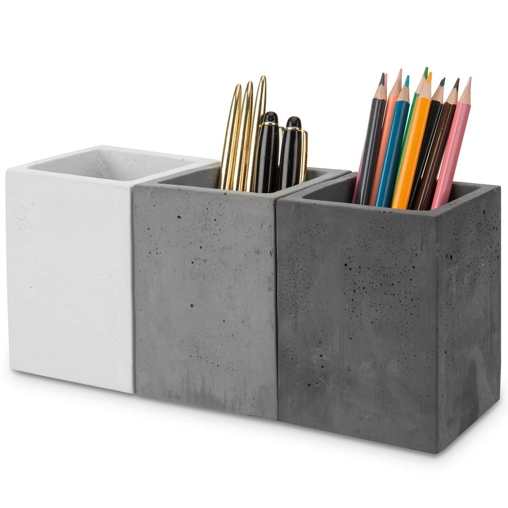 Concrete Desk Pen Holder Organizer Set