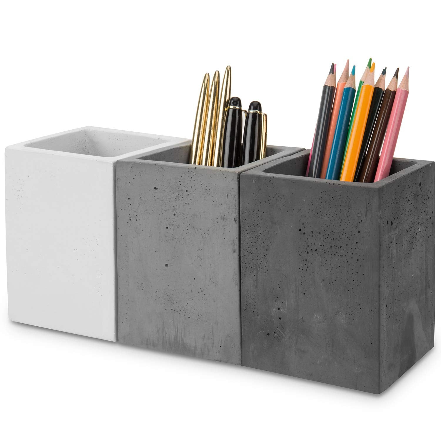 Concrete Desk Pen Holder Organizer Set