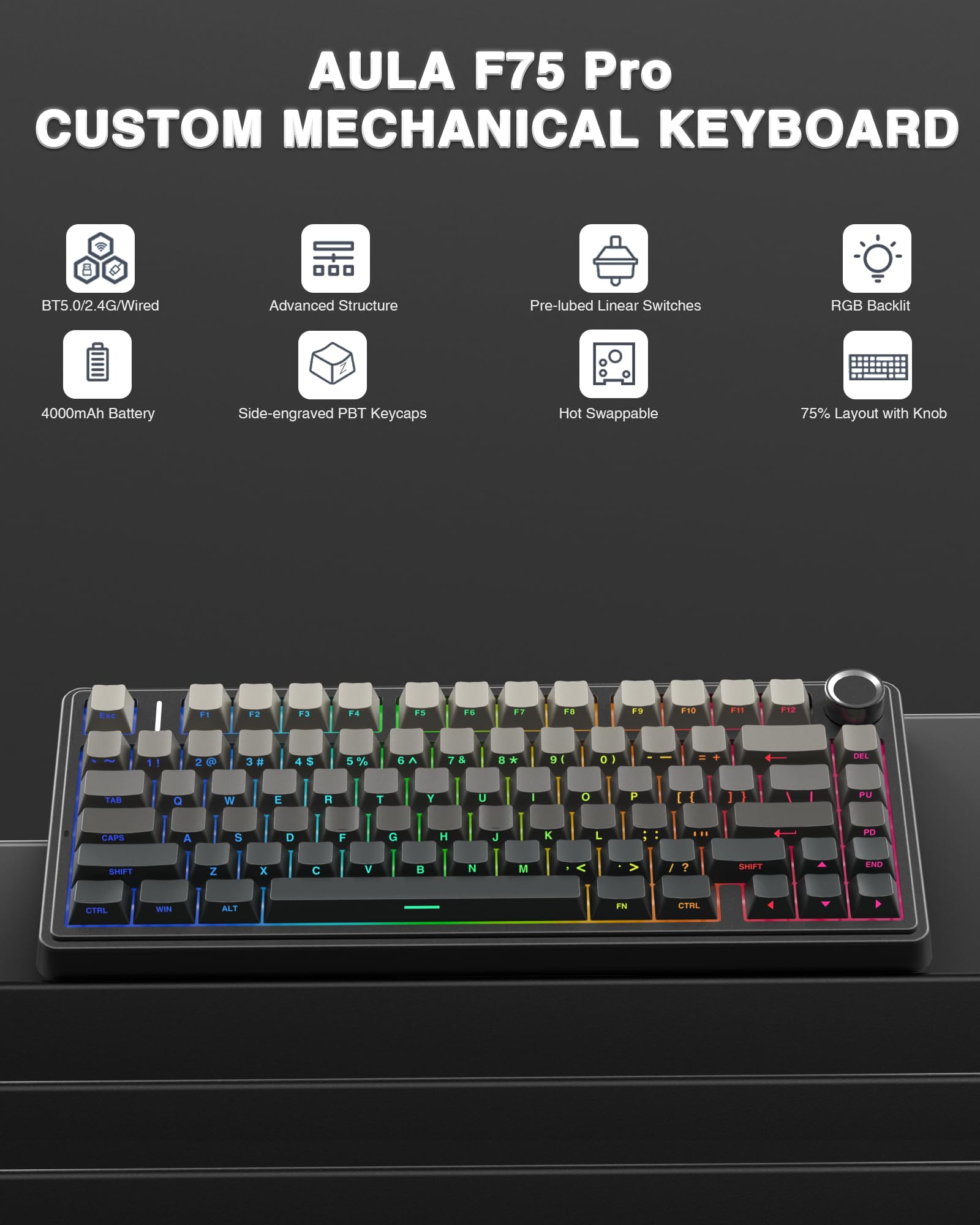 Wireless Mechanical Keyboard With RGB Backlight
