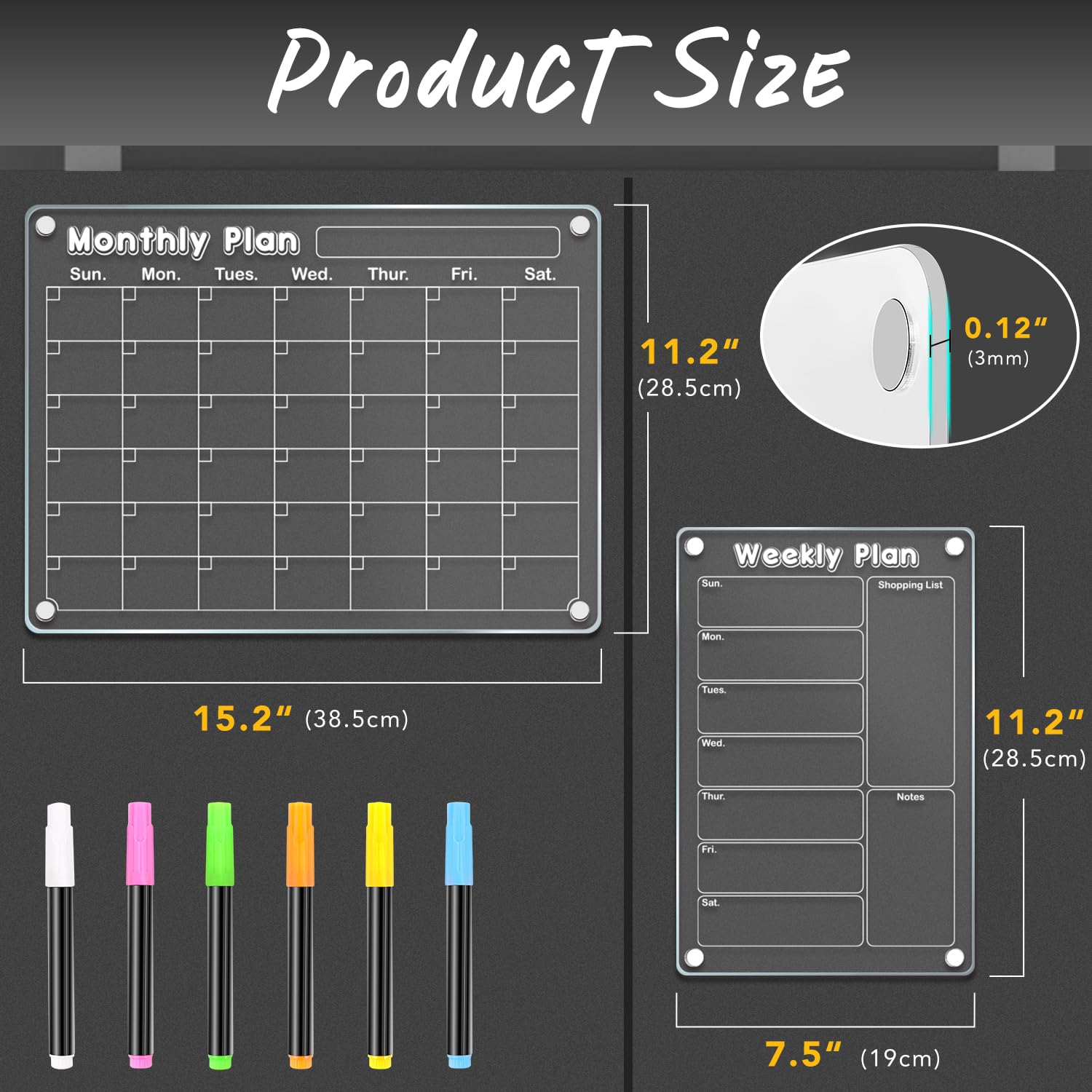 Magnetic Acrylic Weekly And Monthly Planner Board