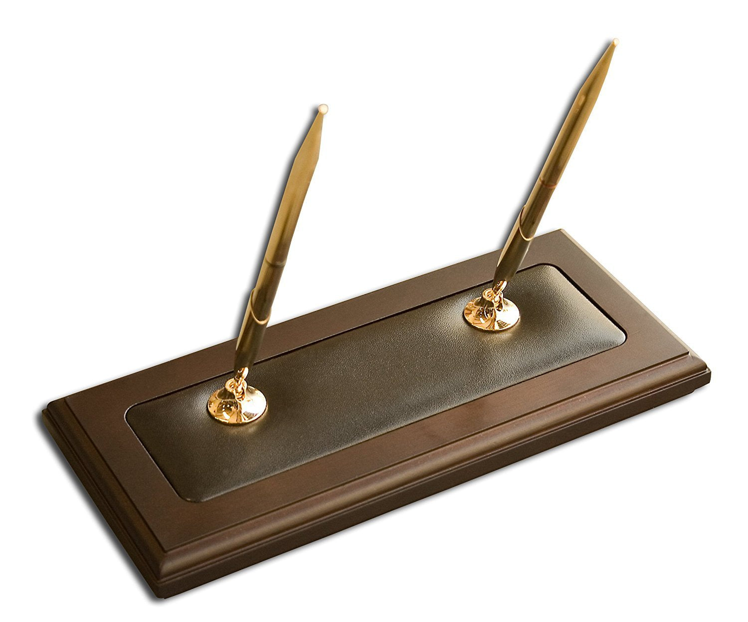 Walnut And Leather Executive Pen Holder Set