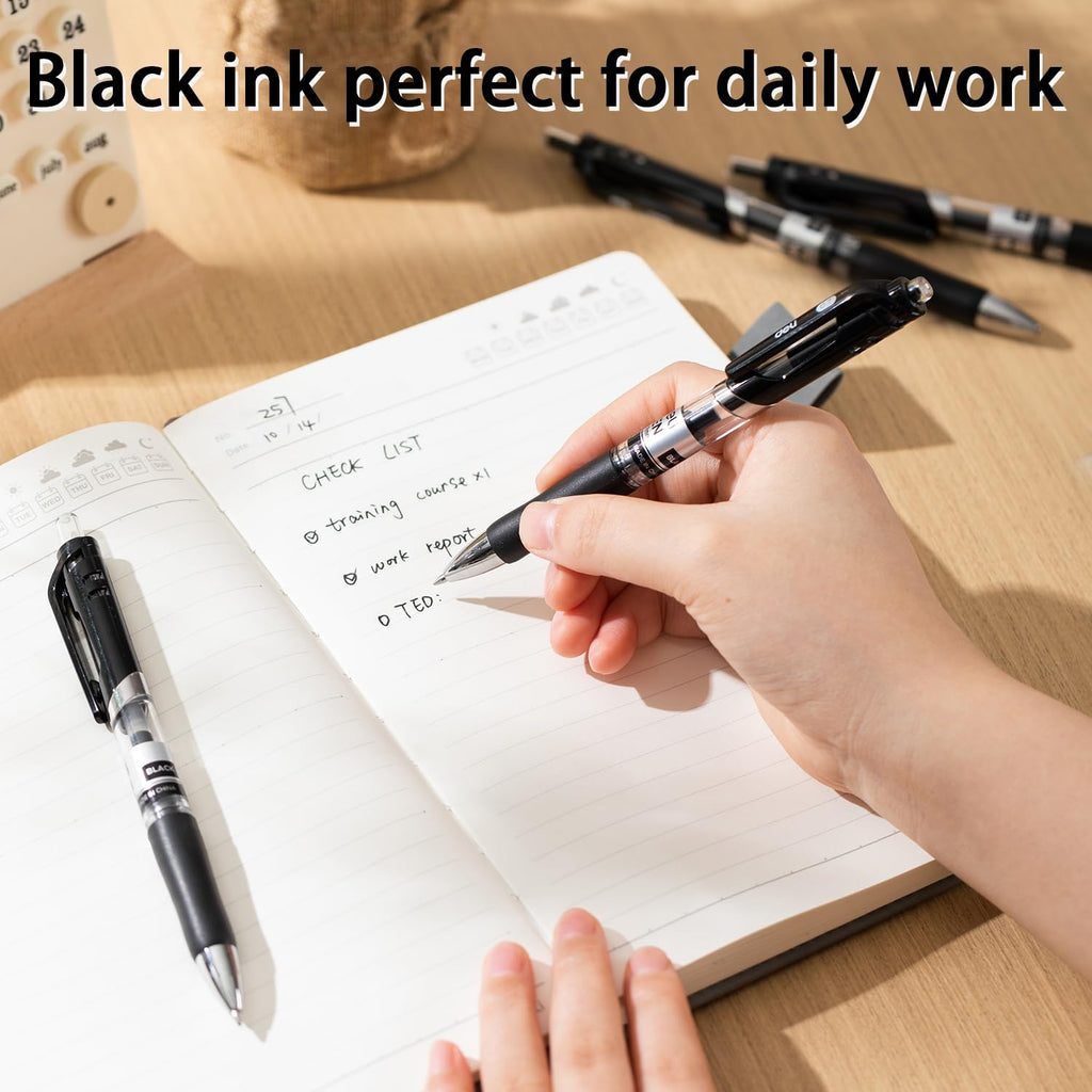 Retractable Black Gel Pen Set