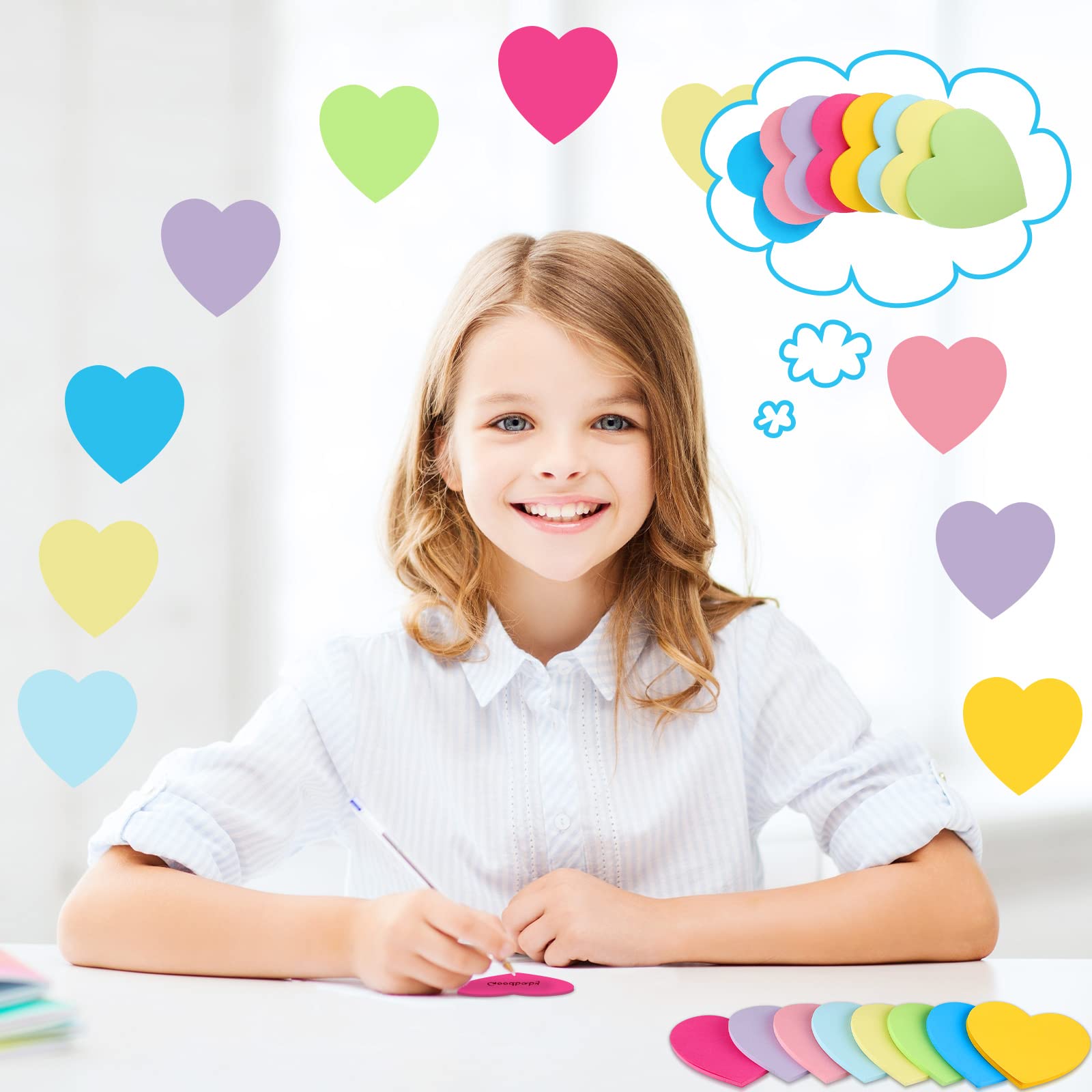 Heart Shaped Colorful Sticky Notes Set