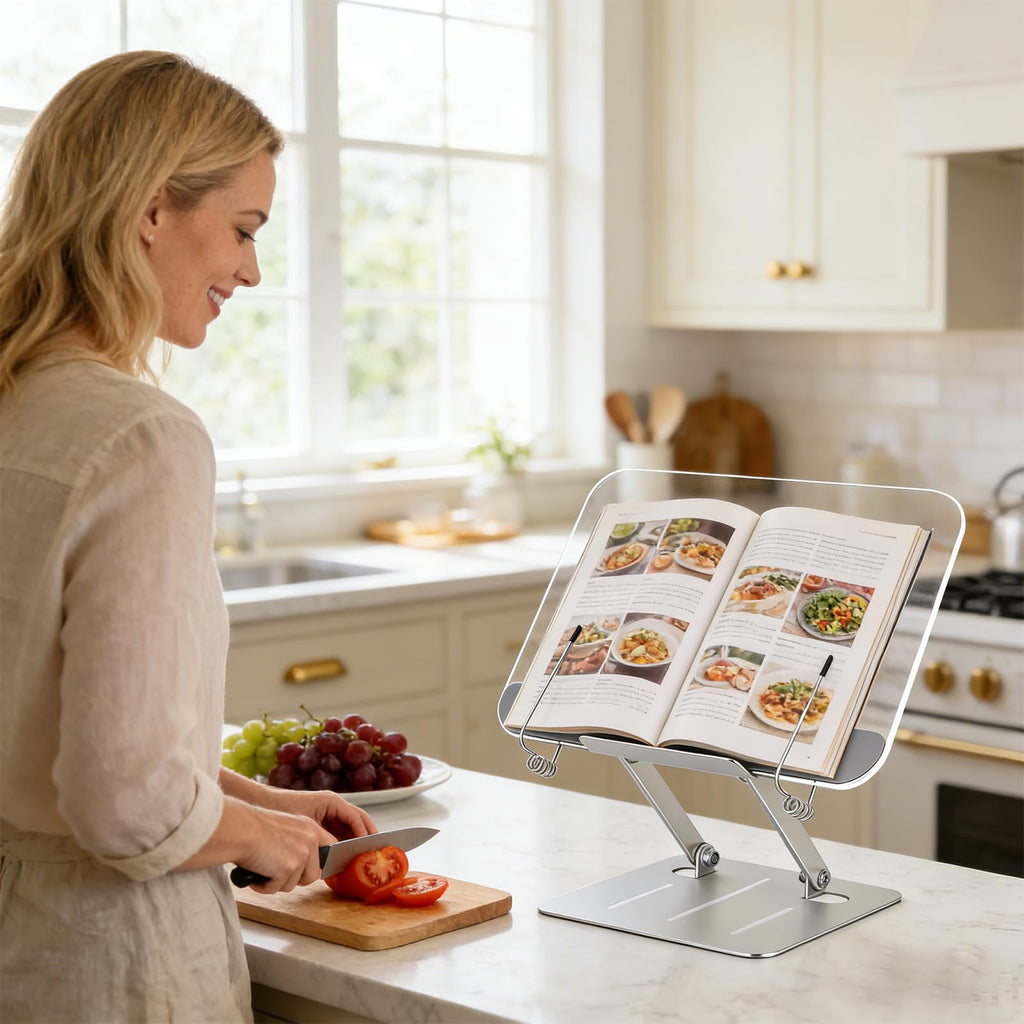 Adjustable Acrylic Book Stand With Page Clips