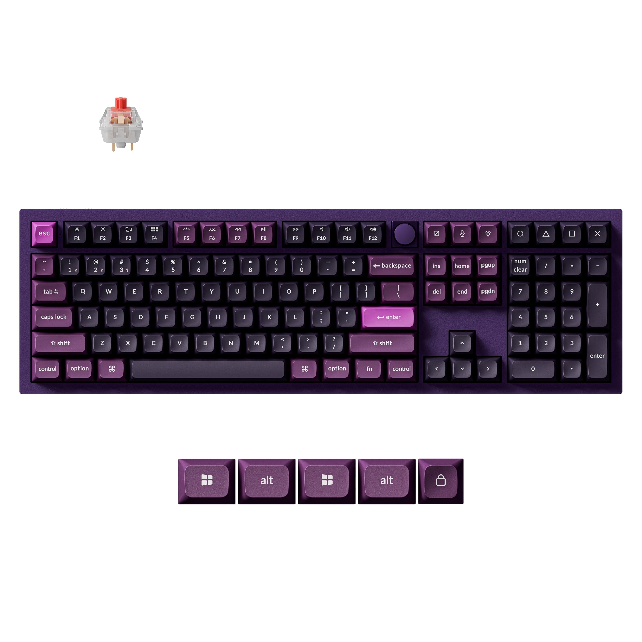 Full-Size Wireless Mechanical Keyboard With Knob
