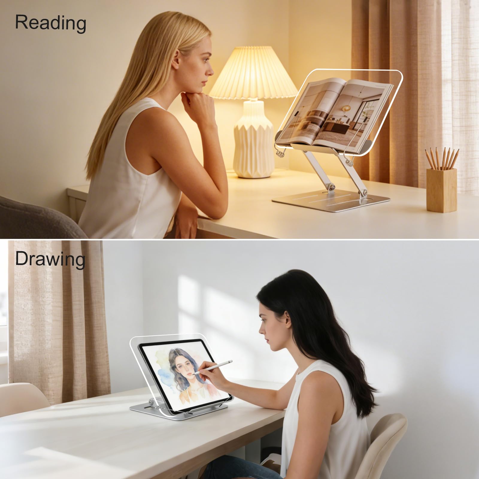 Adjustable Acrylic Book Stand With Page Clips