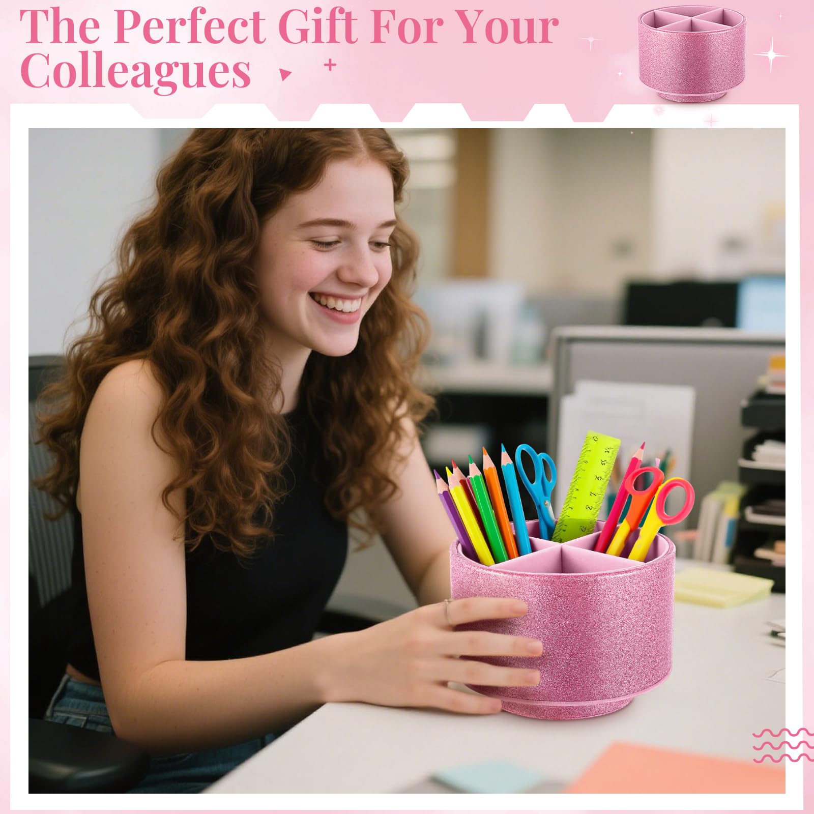 Rotating Glitter Pen Holder Desk Organizer