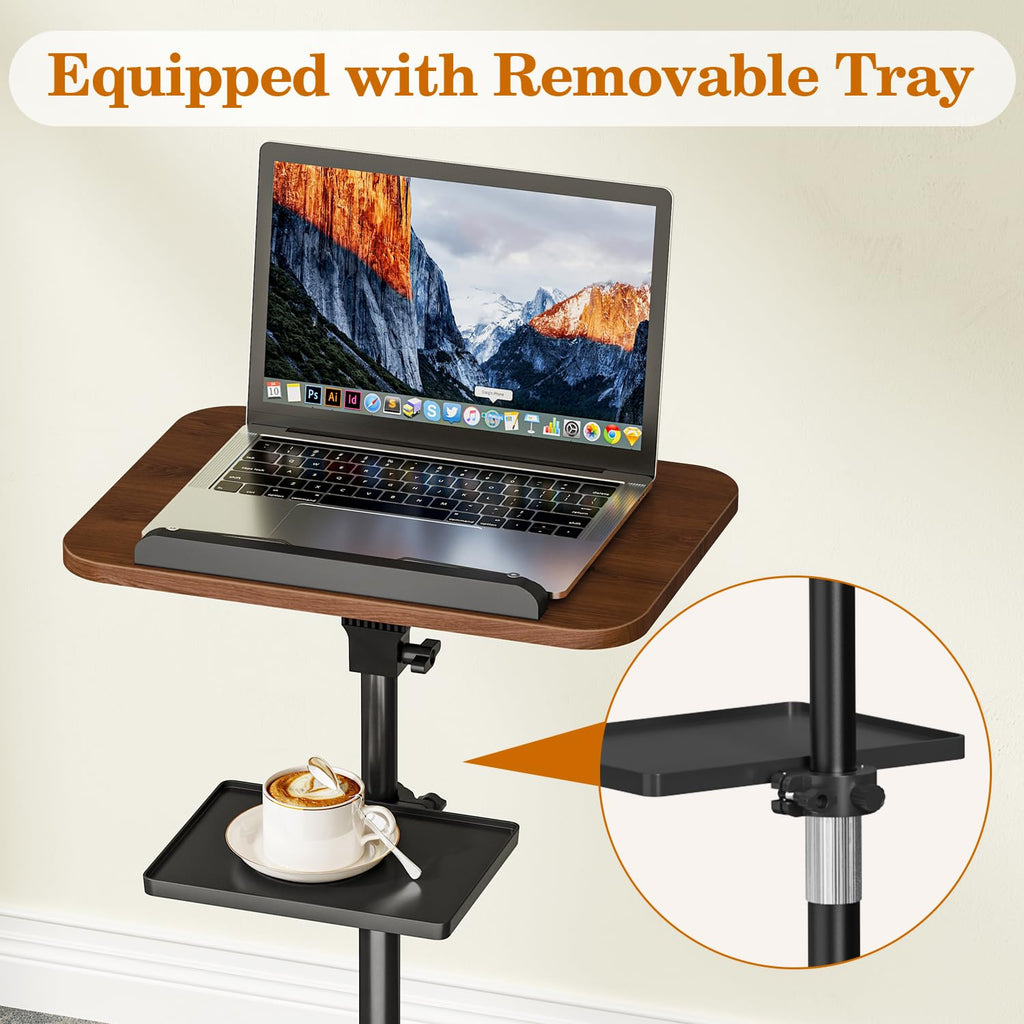 Adjustable Wooden Floor Book Stand With Tray