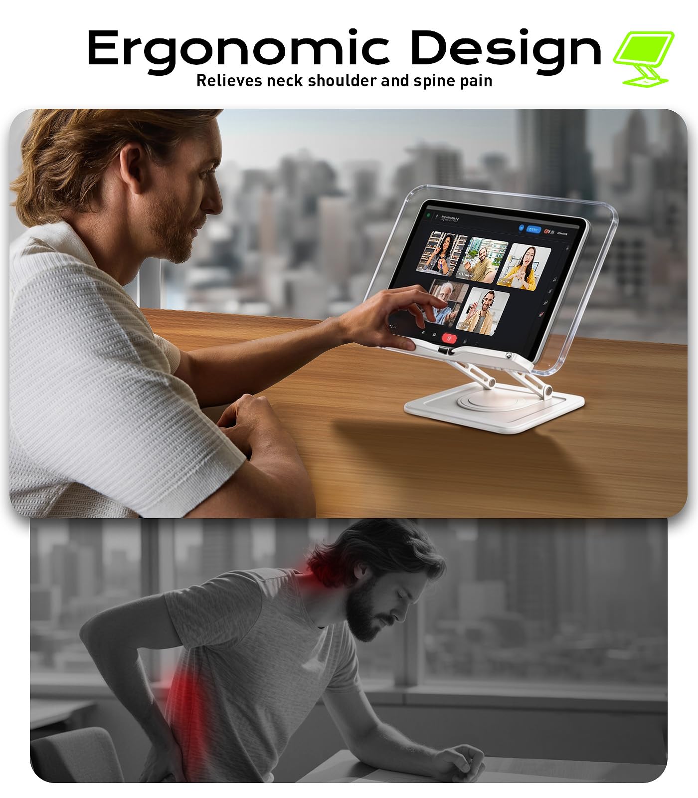 Adjustable Foldable Book Stand With 360° Rotation