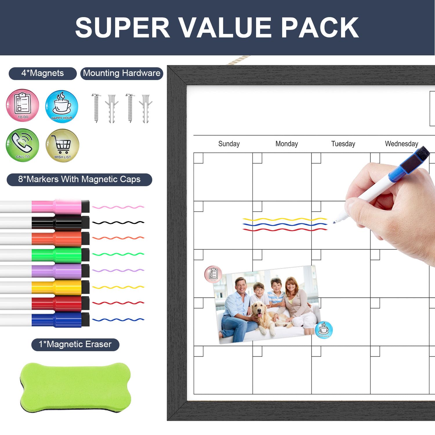 Magnetic Dry Erase Calendar Whiteboard