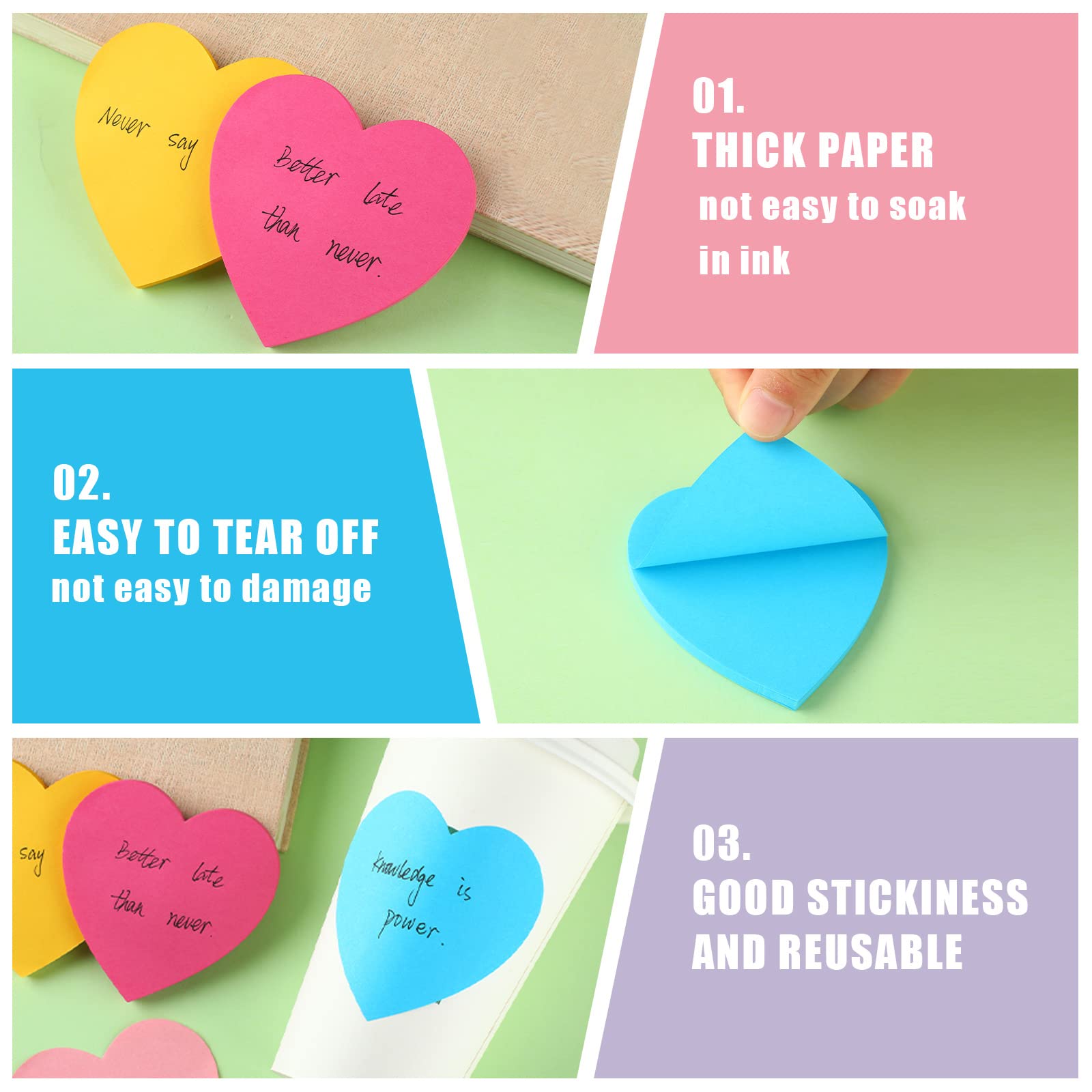 Heart Shaped Colorful Sticky Notes Set