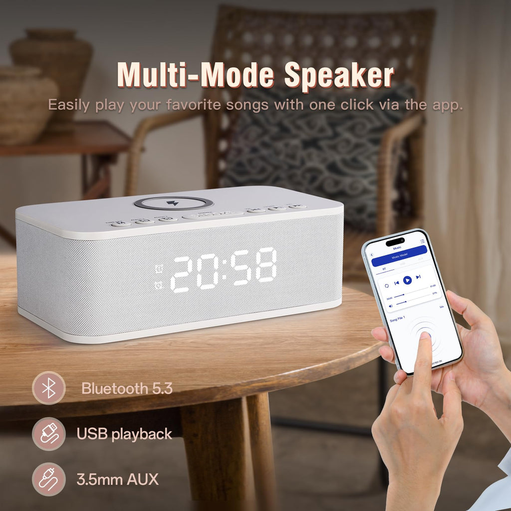 Bluetooth Alarm Clock Radio With White Noise