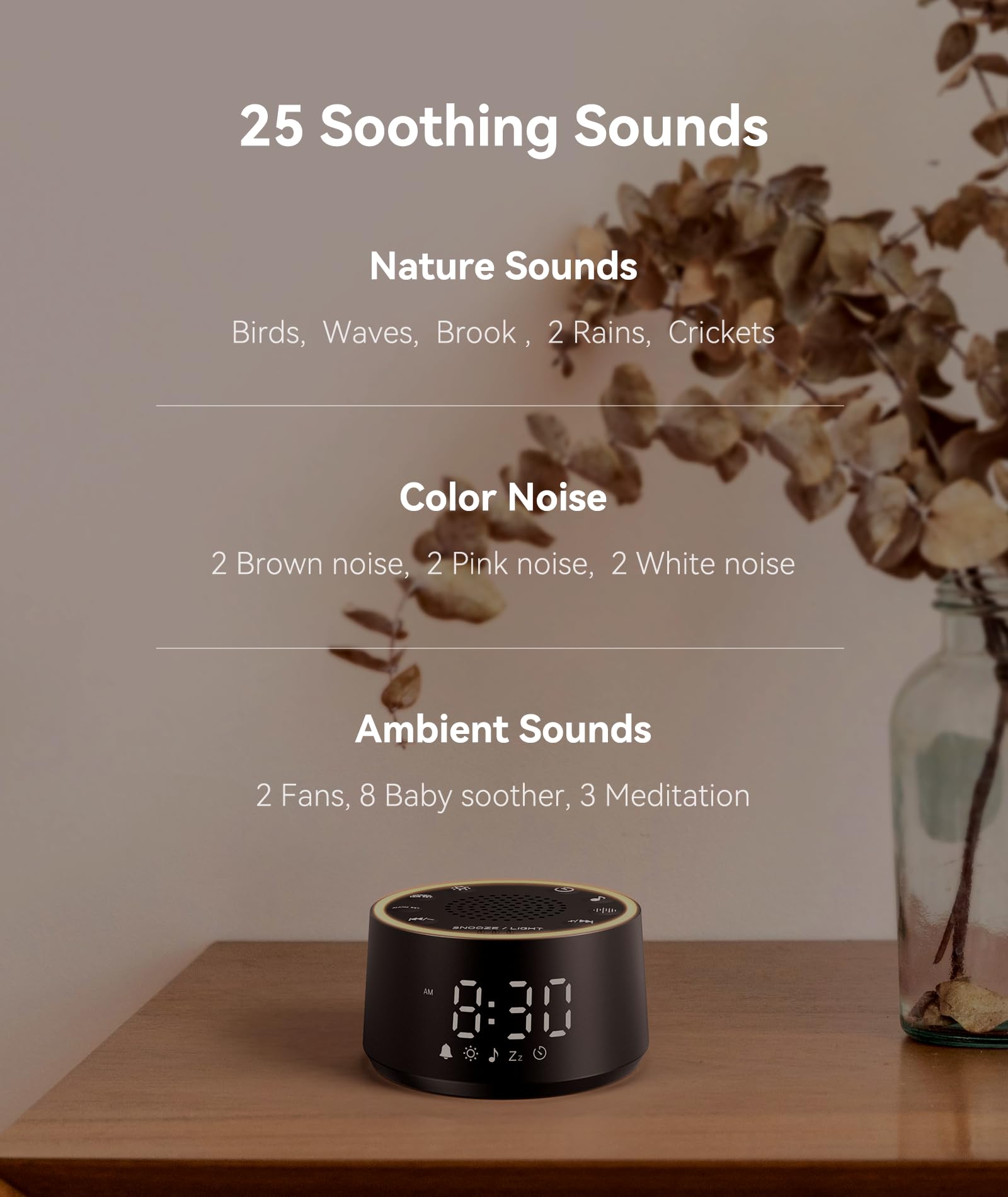 White Noise Alarm Clock With Soothing Sounds