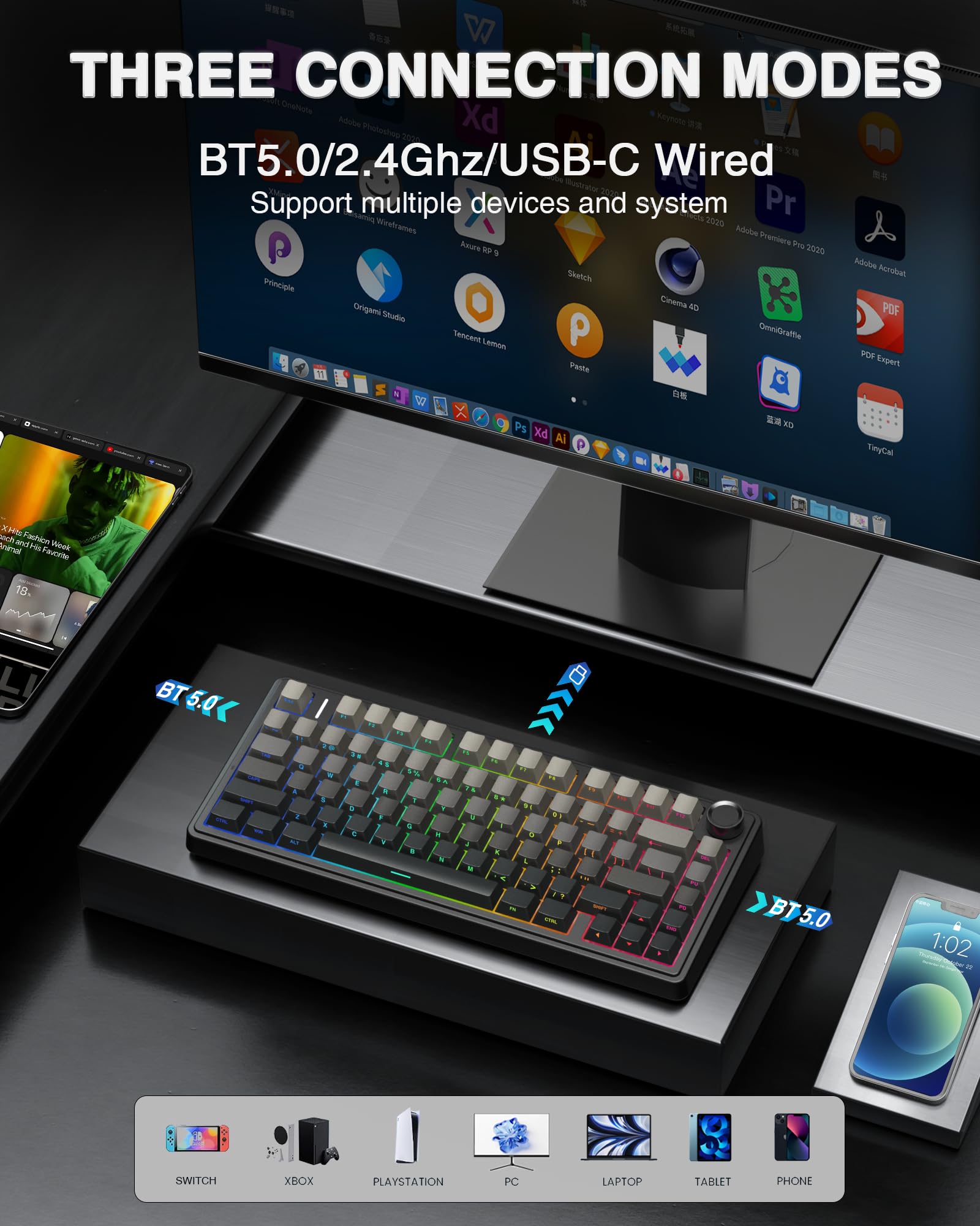 Wireless Mechanical Keyboard With RGB Backlight