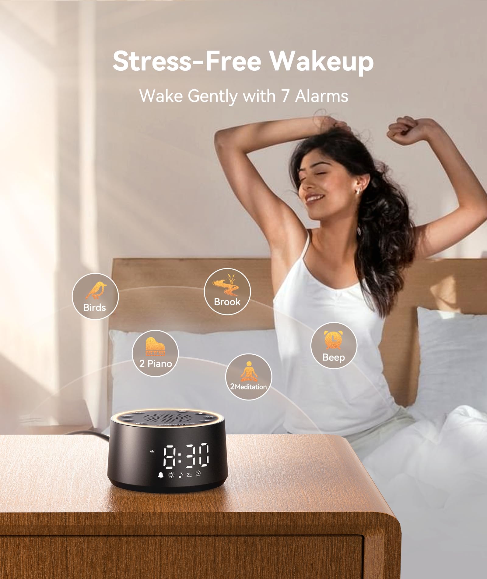 White Noise Alarm Clock With Soothing Sounds
