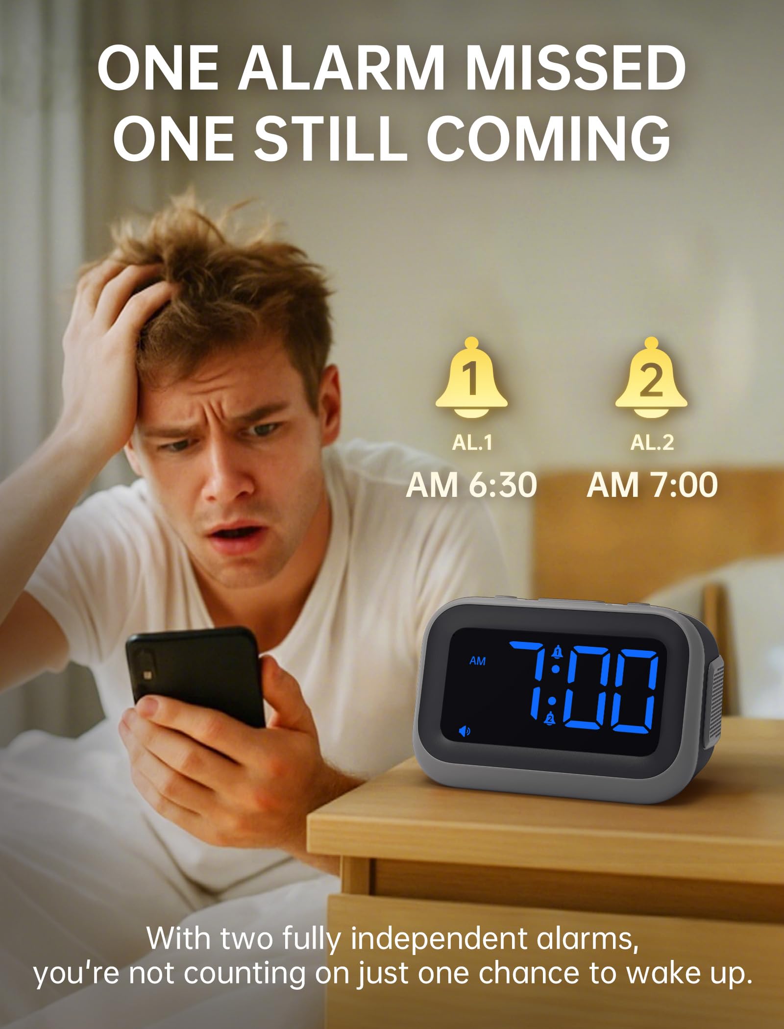 Super Loud Digital Alarm Clock With Dual Alarms