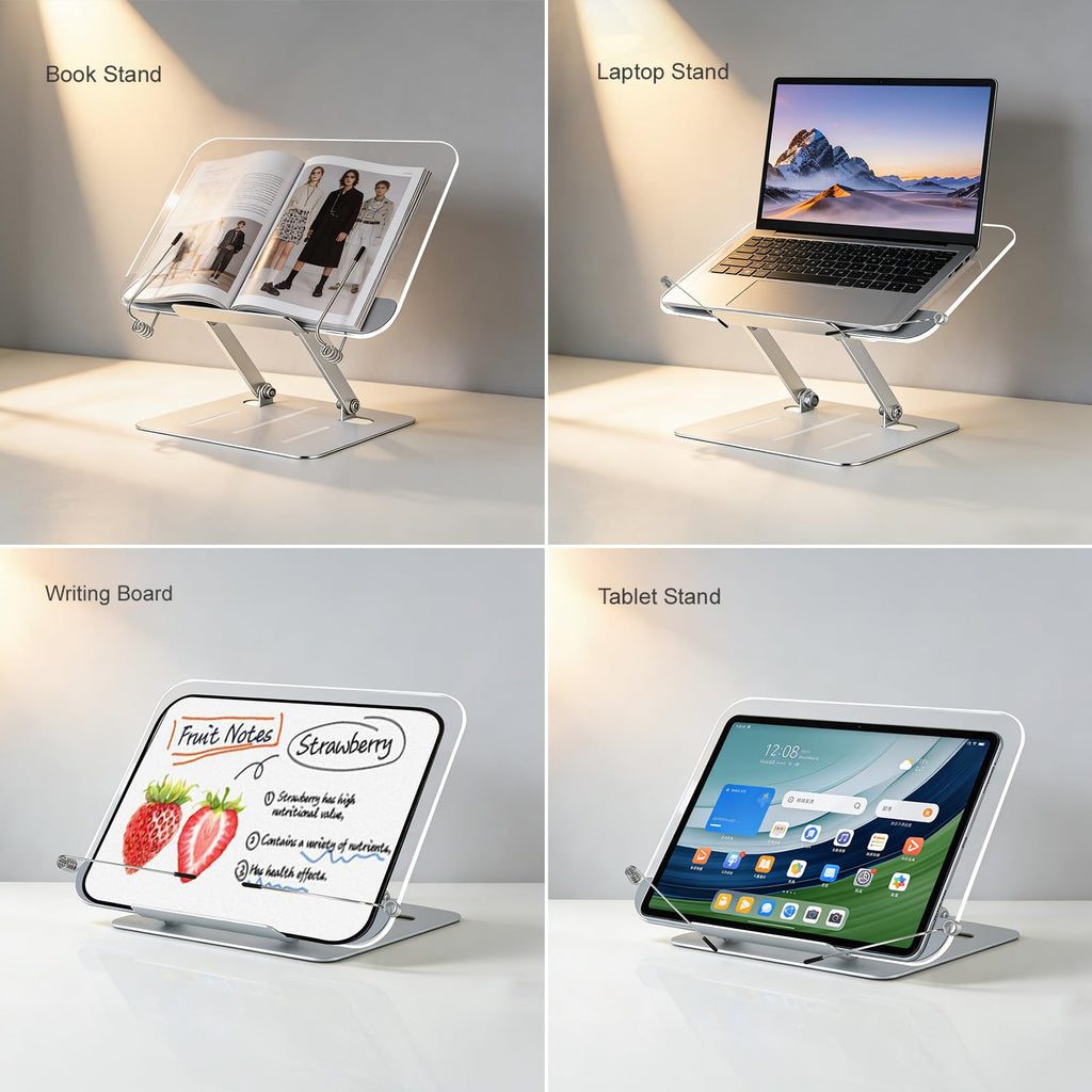 Adjustable Acrylic Book Stand With Page Clips