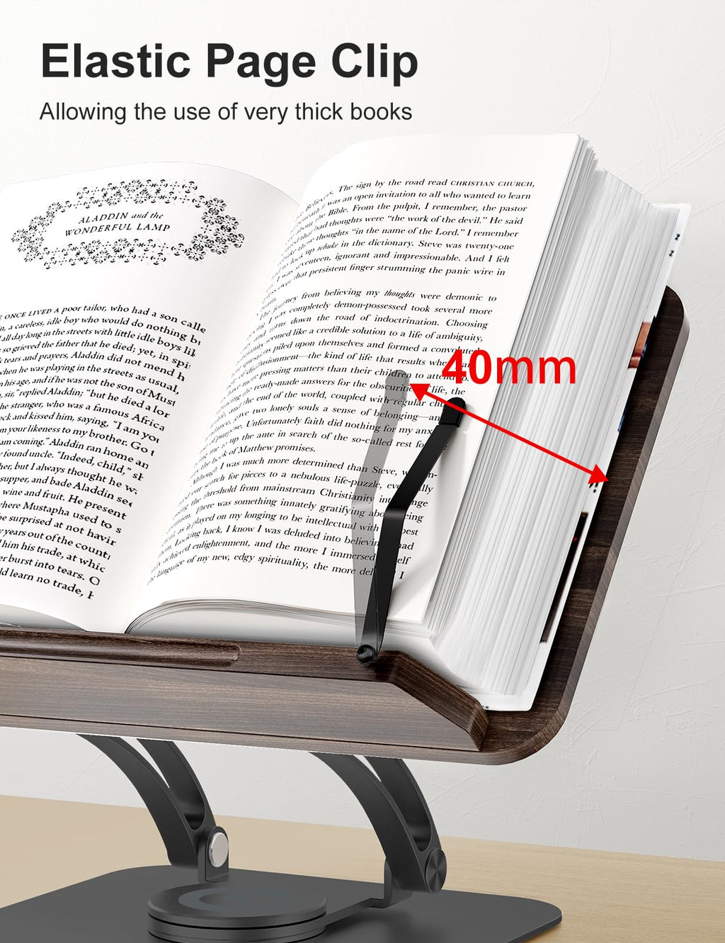 Adjustable Book Stand With 360° Swivel Base