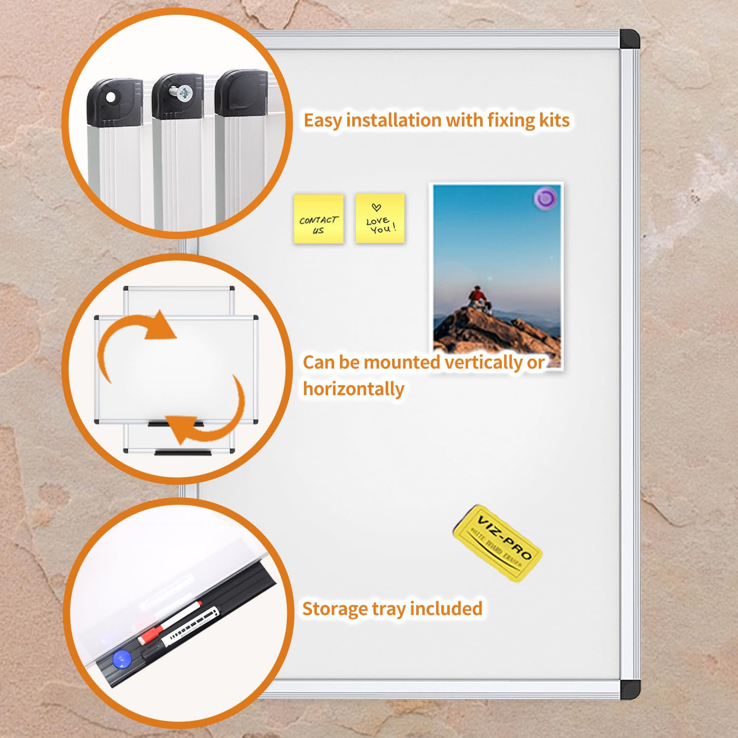Magnetic Dry Erase Whiteboard With Aluminum Frame