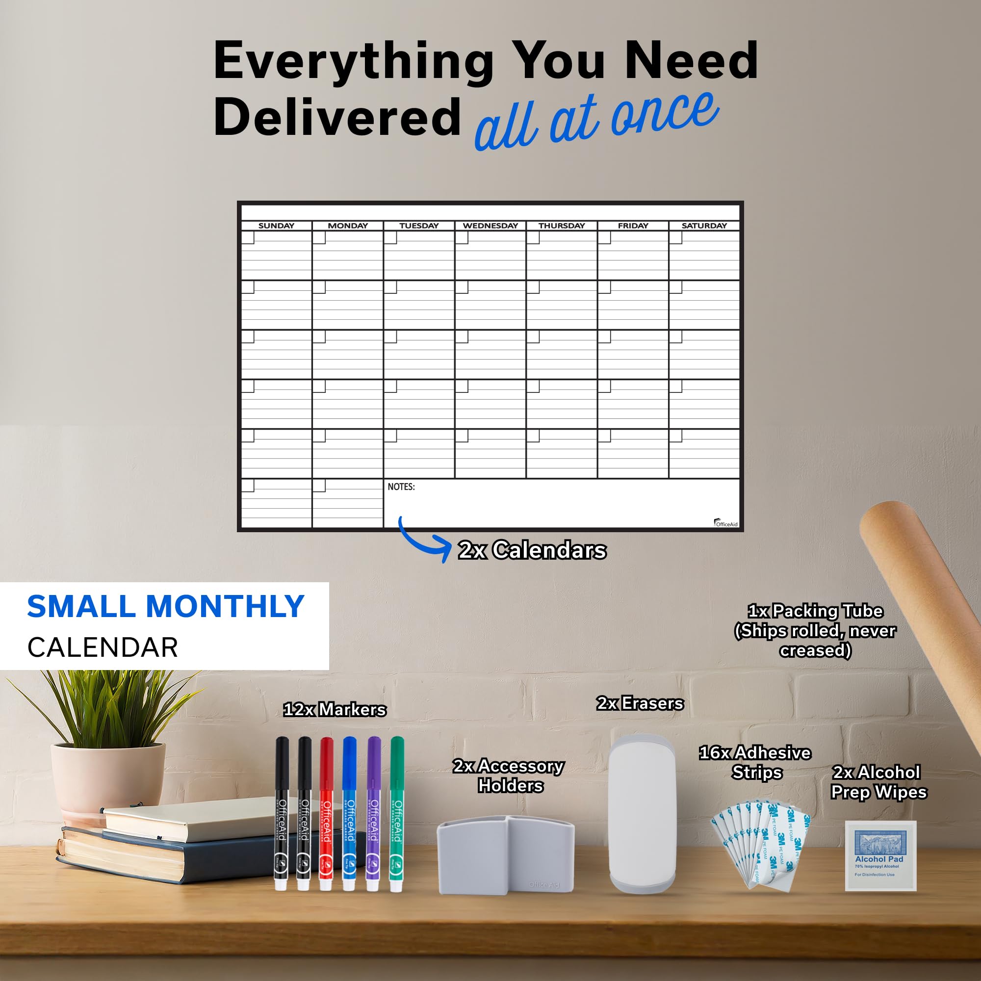 Large Dry Erase Monthly Calendar Whiteboard