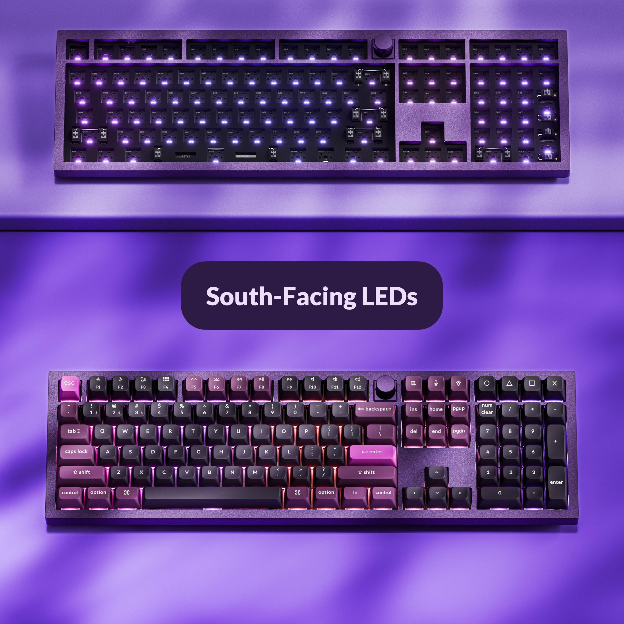 Full-Size Wireless Mechanical Keyboard With Knob