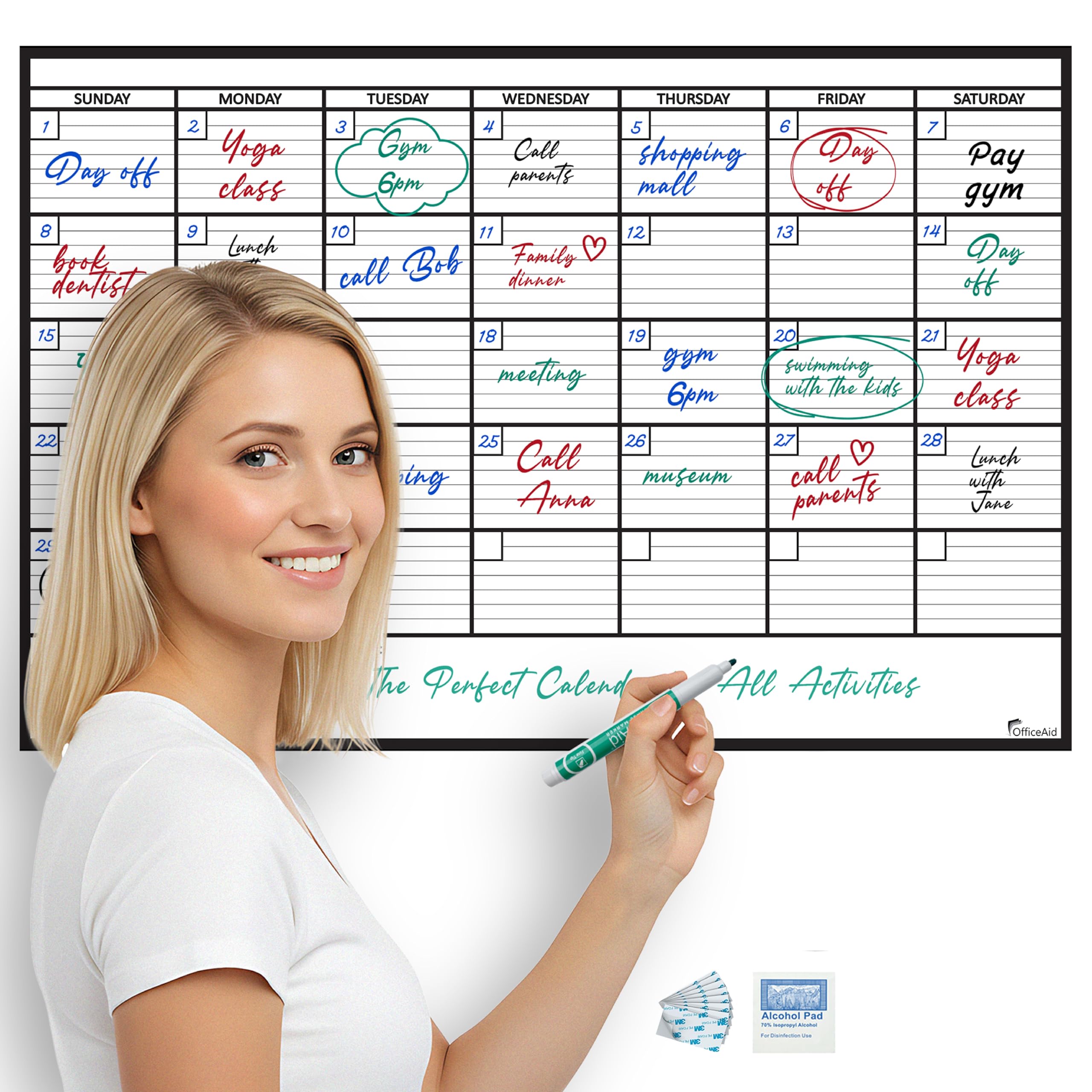 Large Dry Erase Monthly Calendar Whiteboard