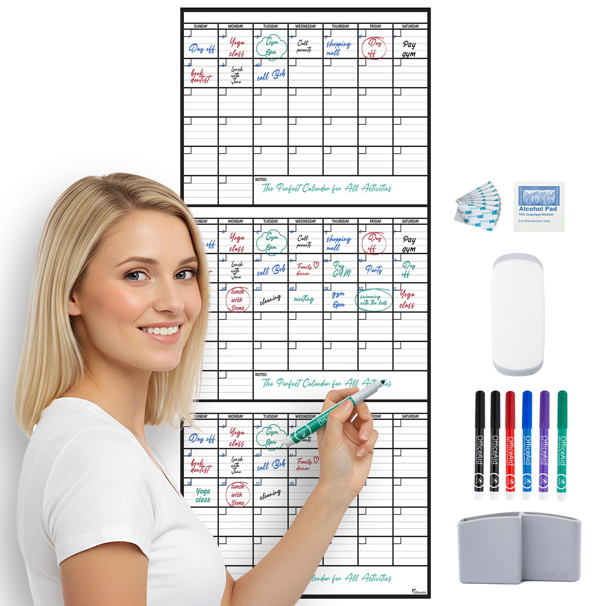 Large Dry Erase Monthly Calendar Whiteboard