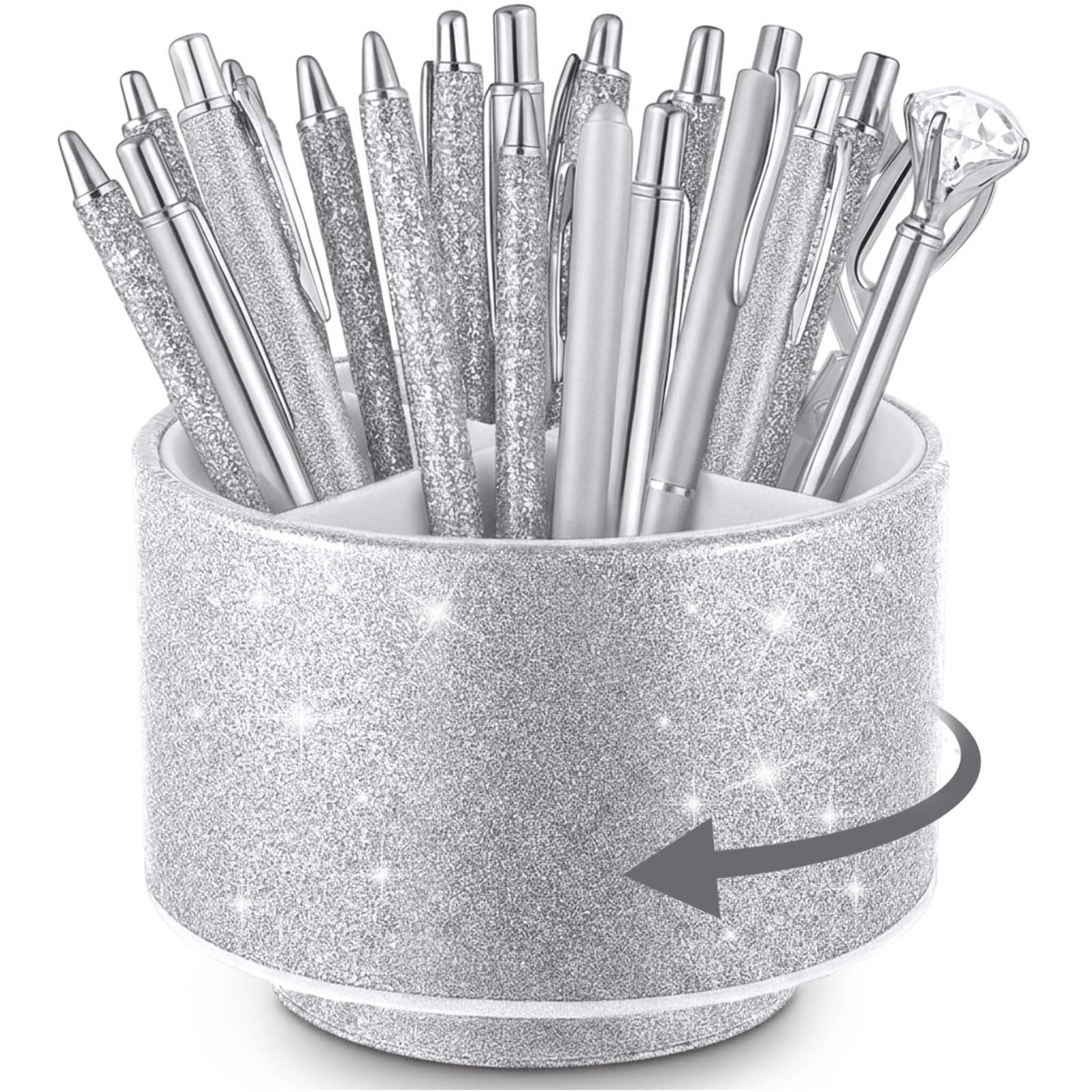 Rotating Glitter Pen Holder Desk Organizer