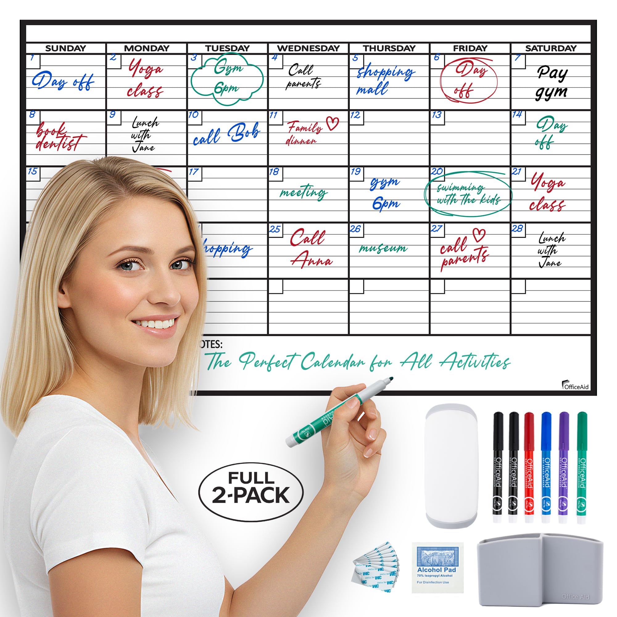 Large Dry Erase Monthly Calendar Whiteboard