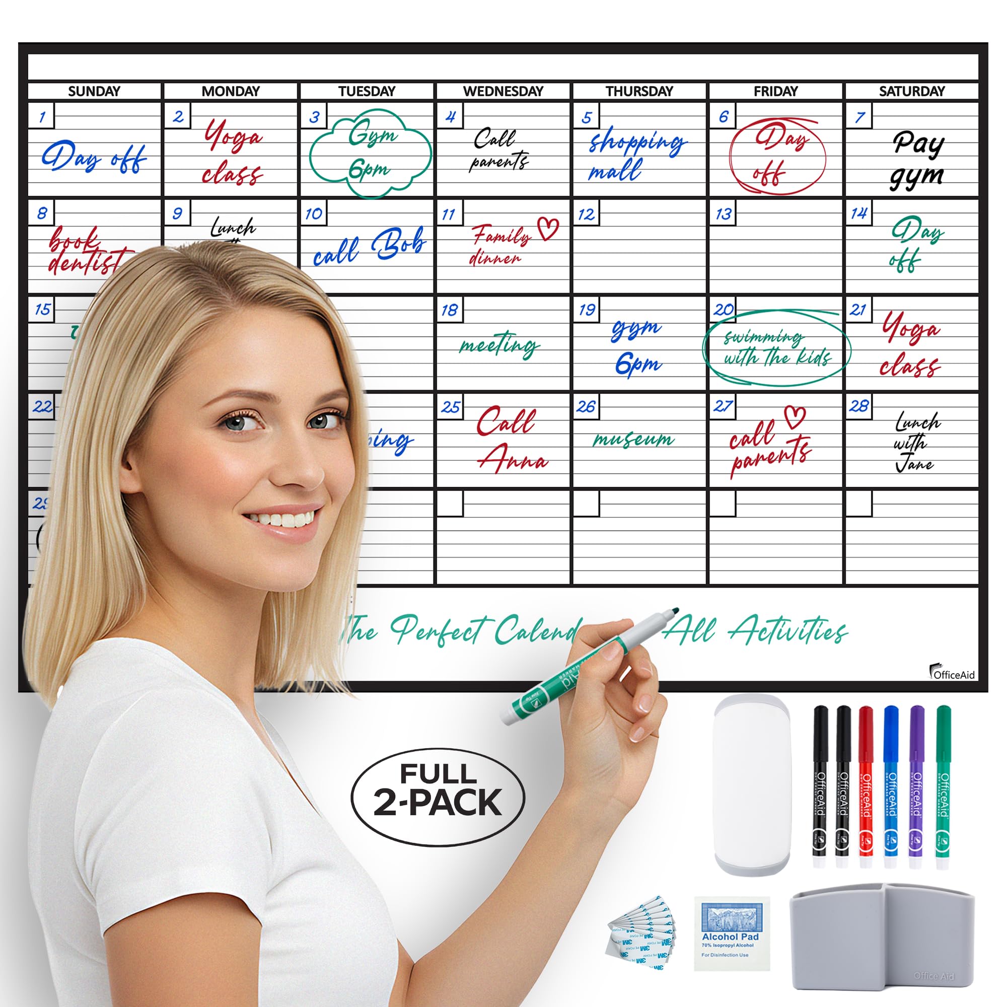 Large Dry Erase Monthly Calendar Whiteboard