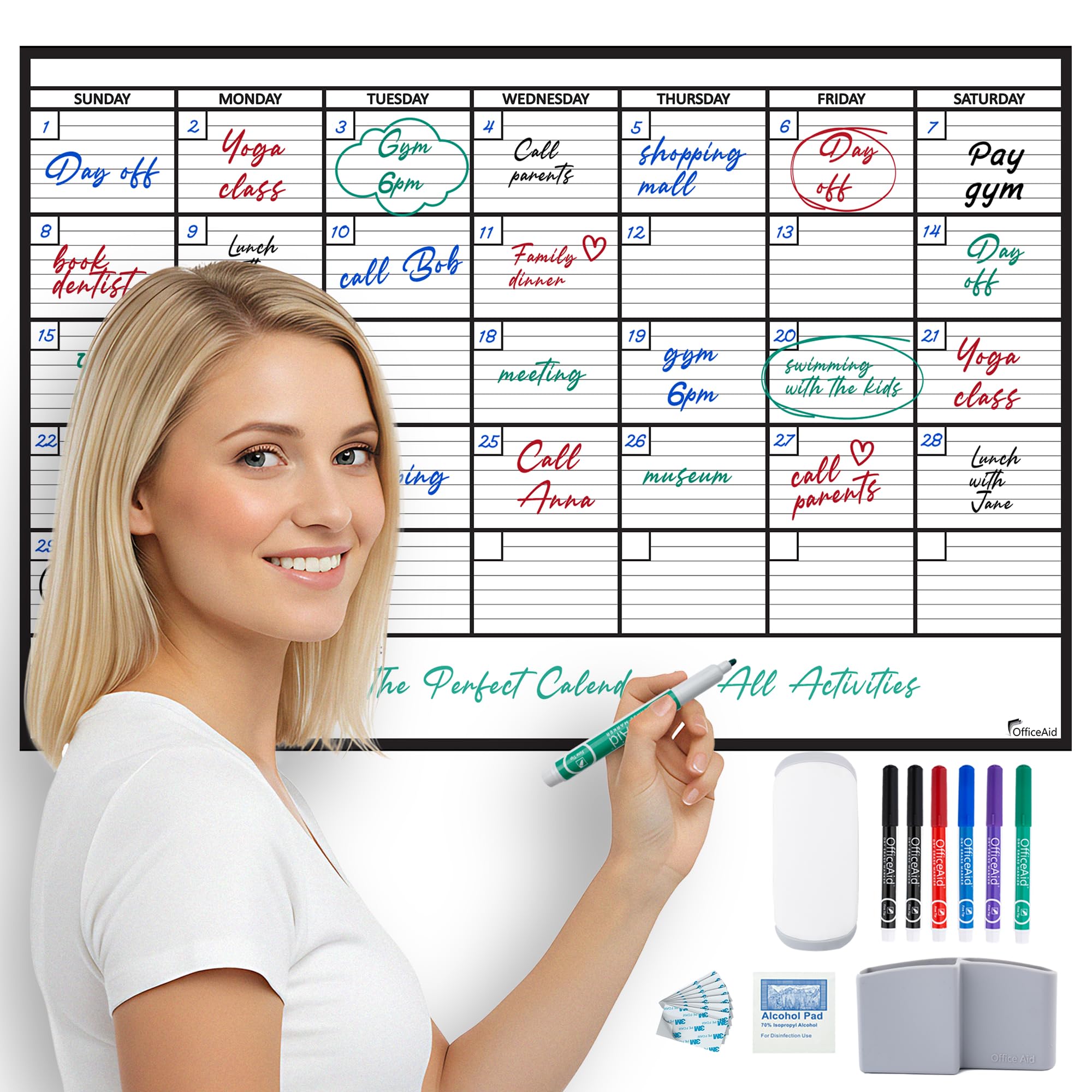 Large Dry Erase Monthly Calendar Whiteboard