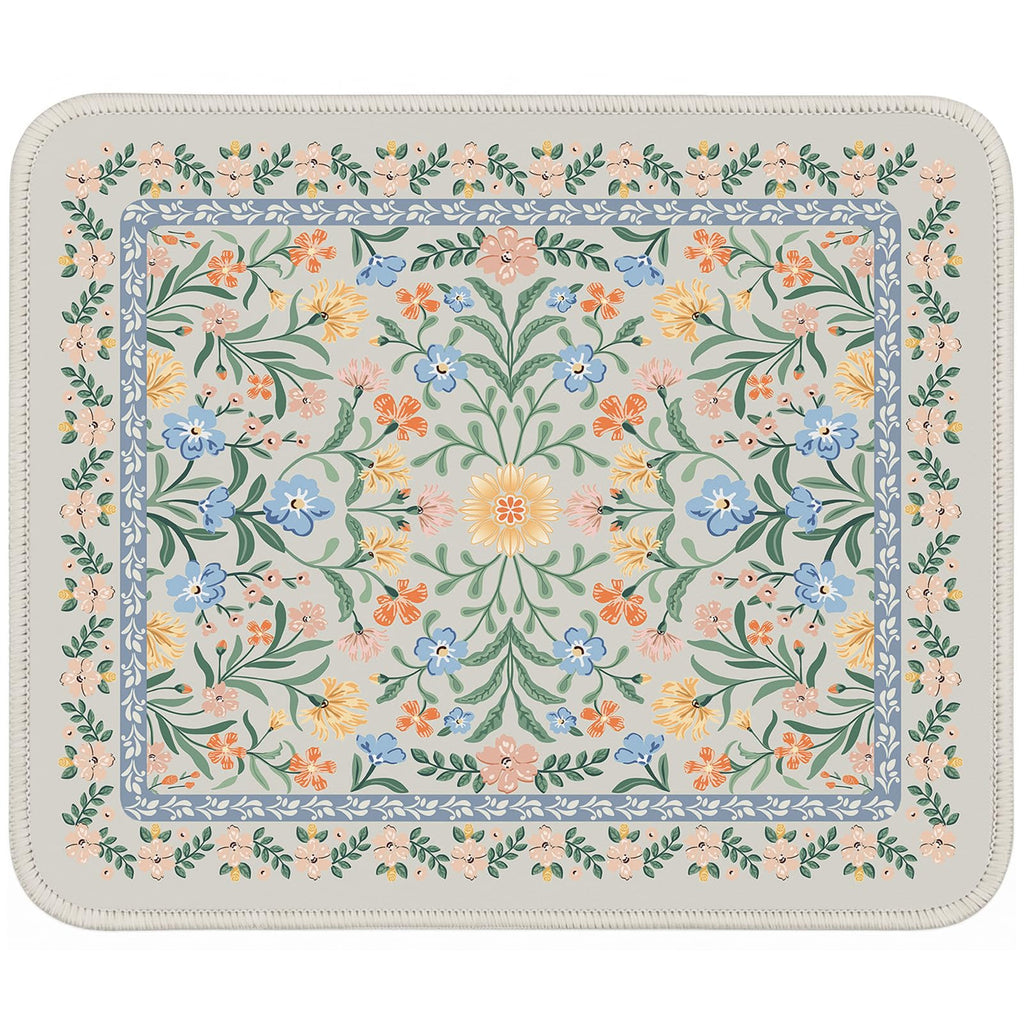 Floral XXL Desk Mat With Stitched Edges