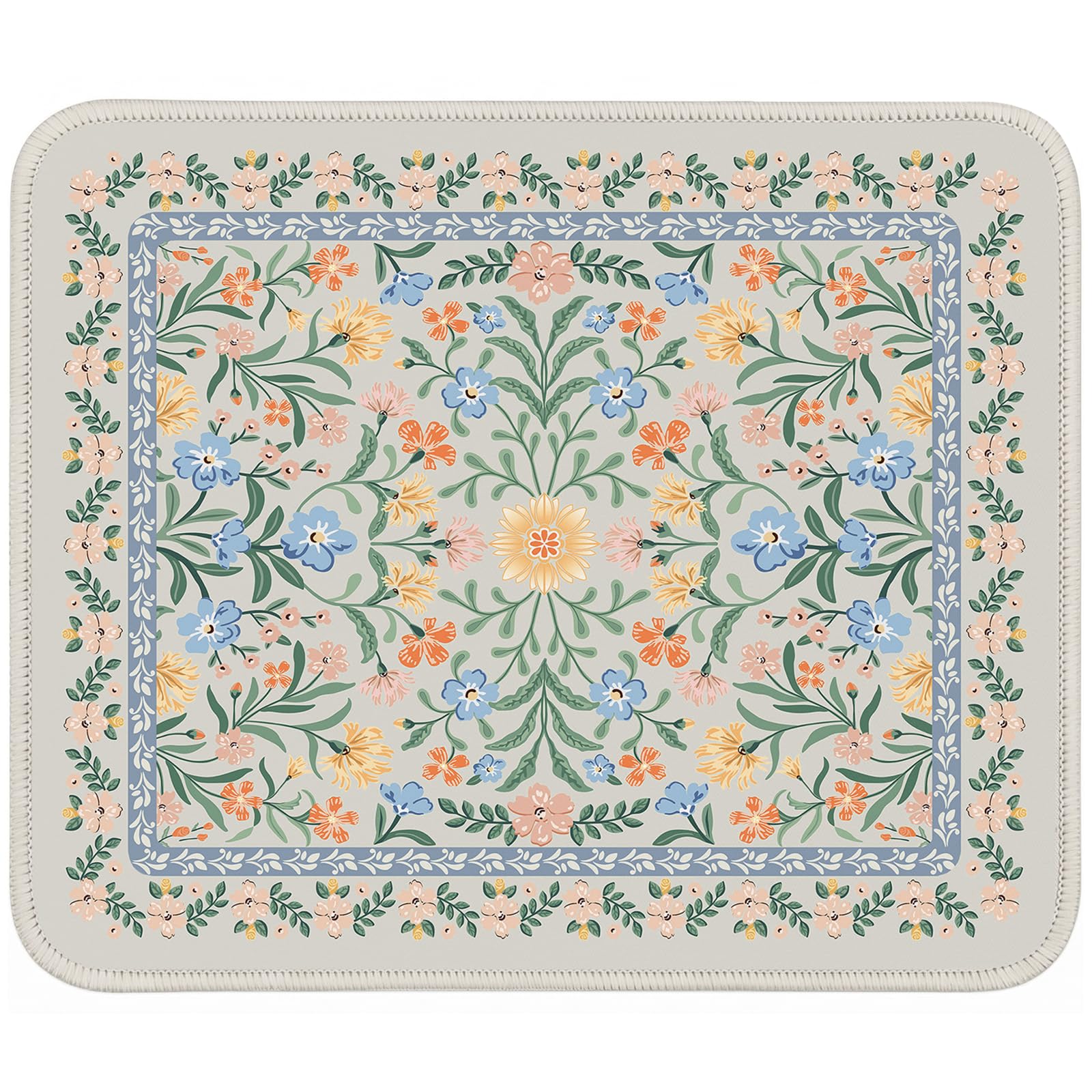 Floral XXL Desk Mat With Stitched Edges