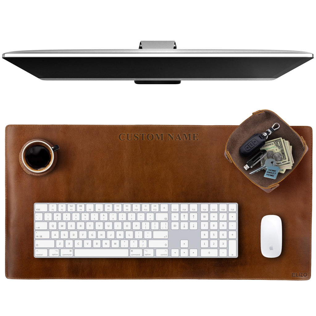 ELIZO Genuine Leather Desk Pad Leather Desk Mat