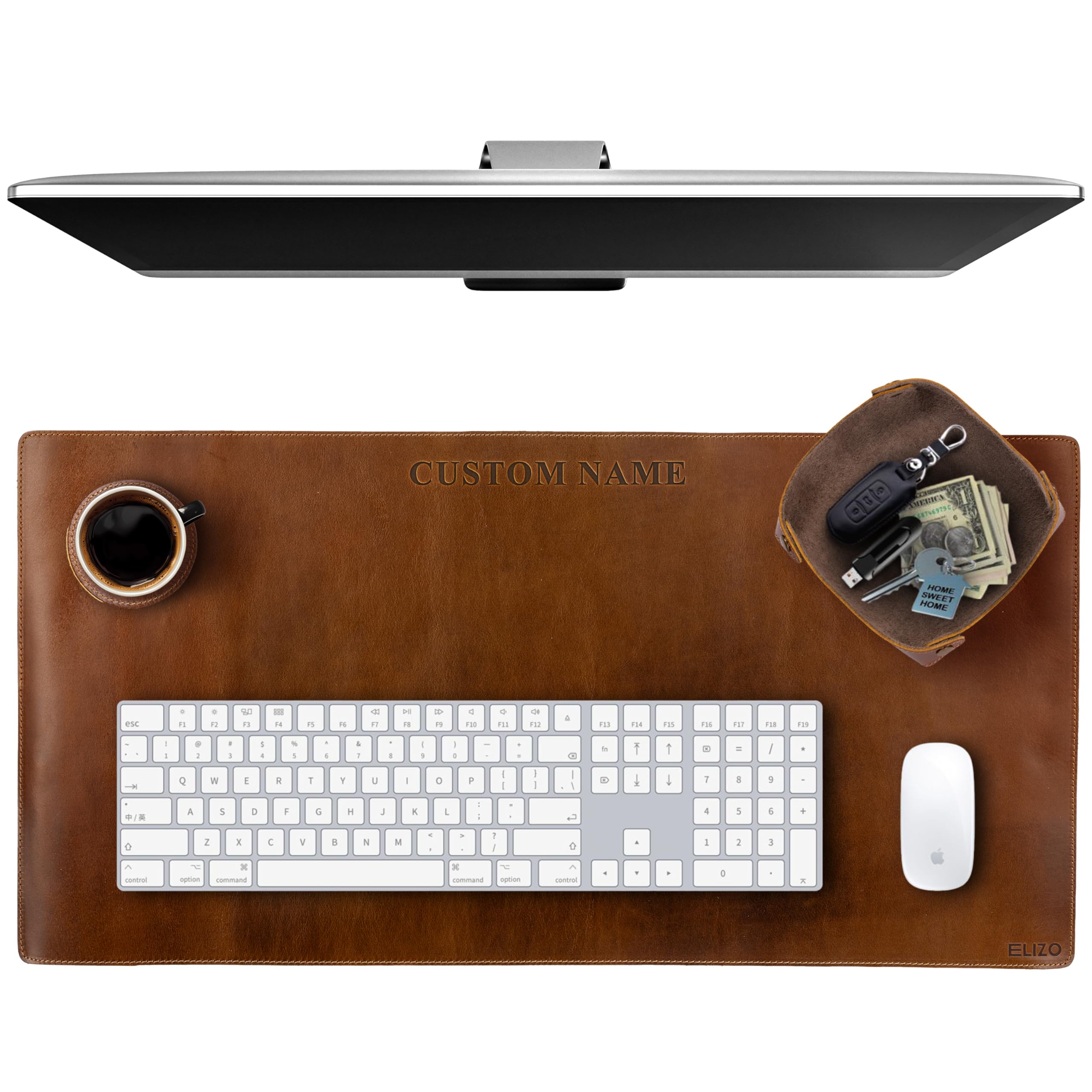 ELIZO Genuine Leather Desk Pad Leather Desk Mat